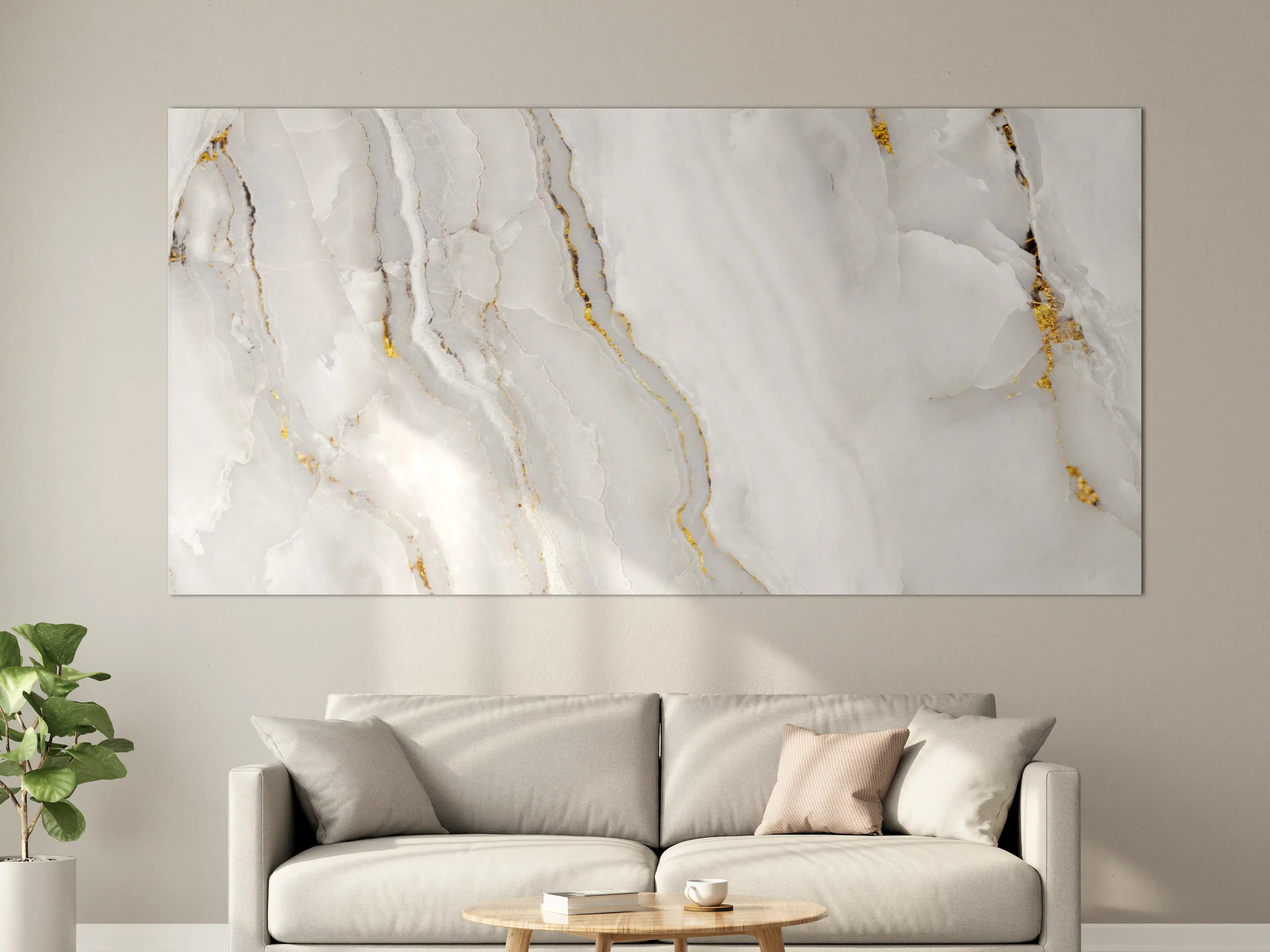 Große Wandbilder - Statuario Marmor mit goldenen Akzenten
