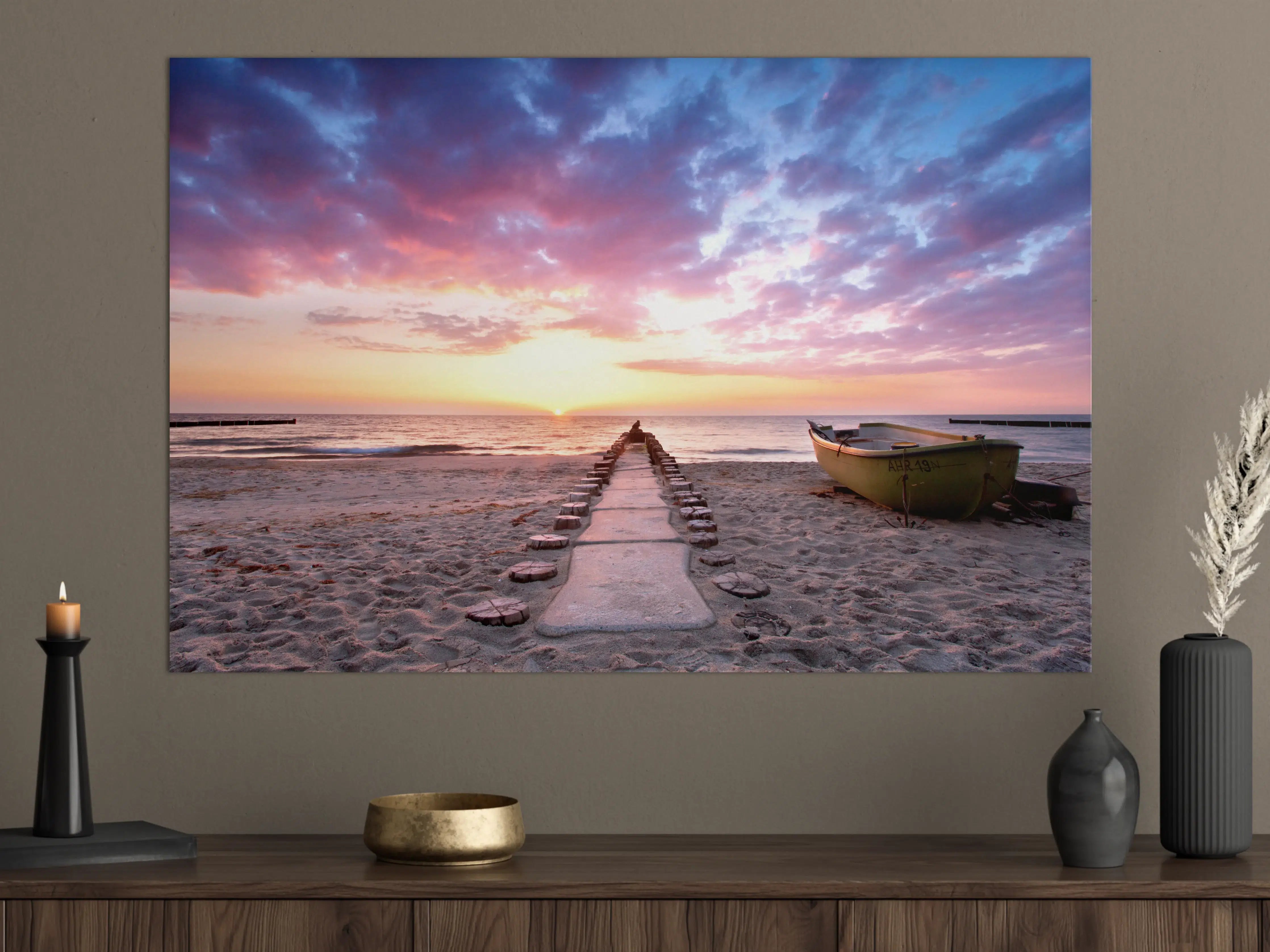 Große Wandbilder - Steg ins Meer bei Abendsonne
