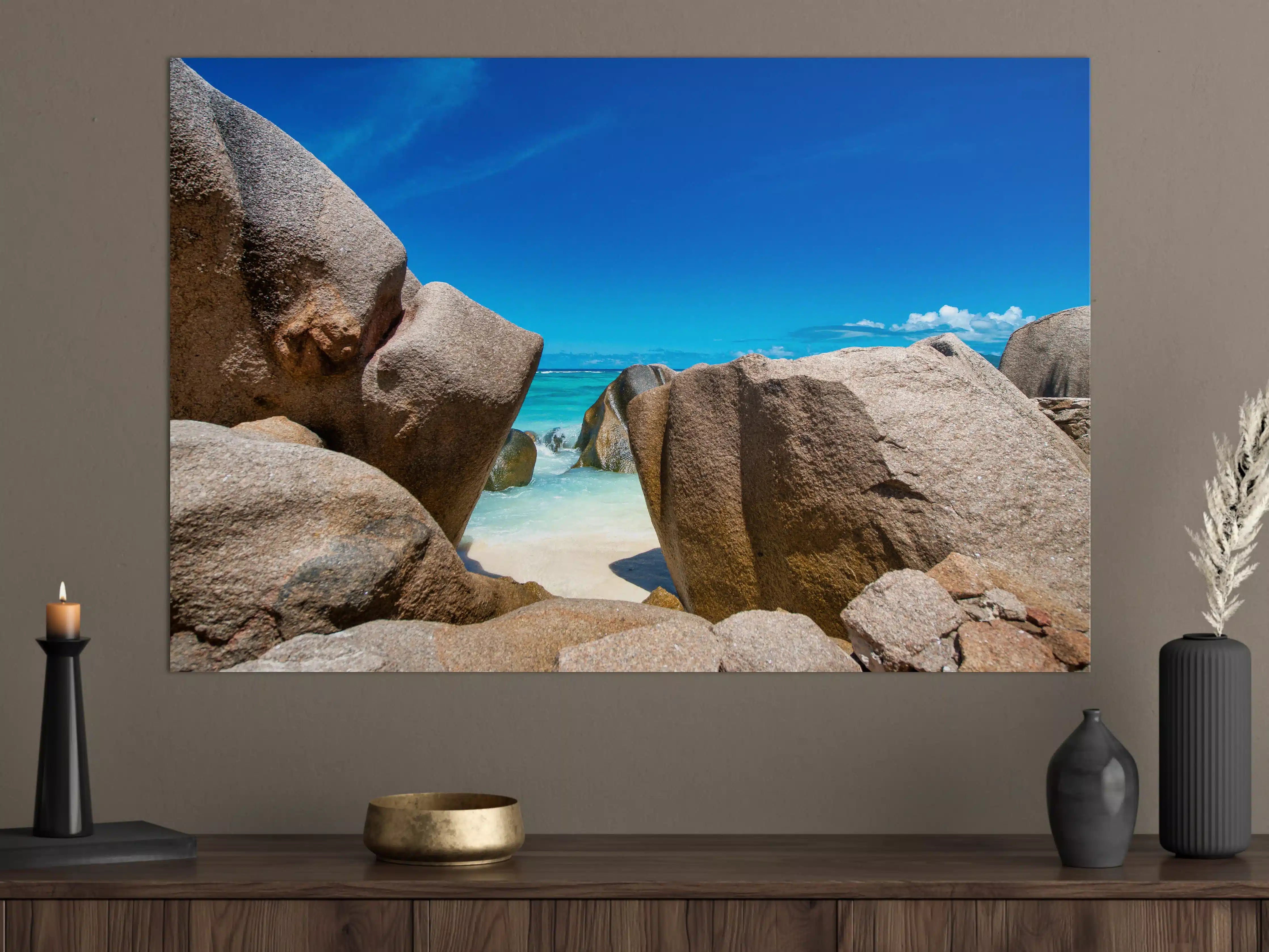 Große Wandbilder - Stein-Panorama auf den Seychellen