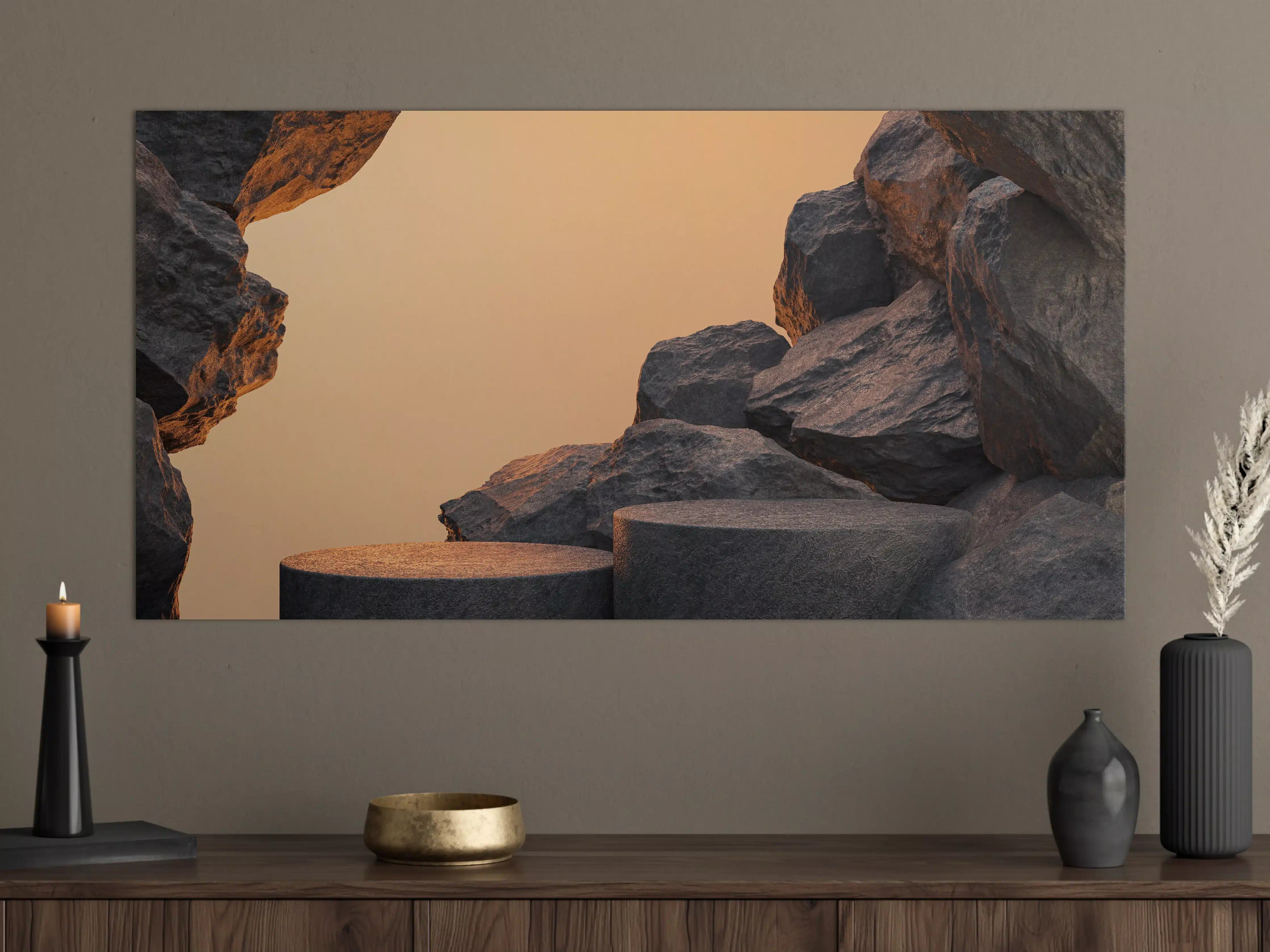 Große Wandbilder - Steiniger Hintergrund - Grau