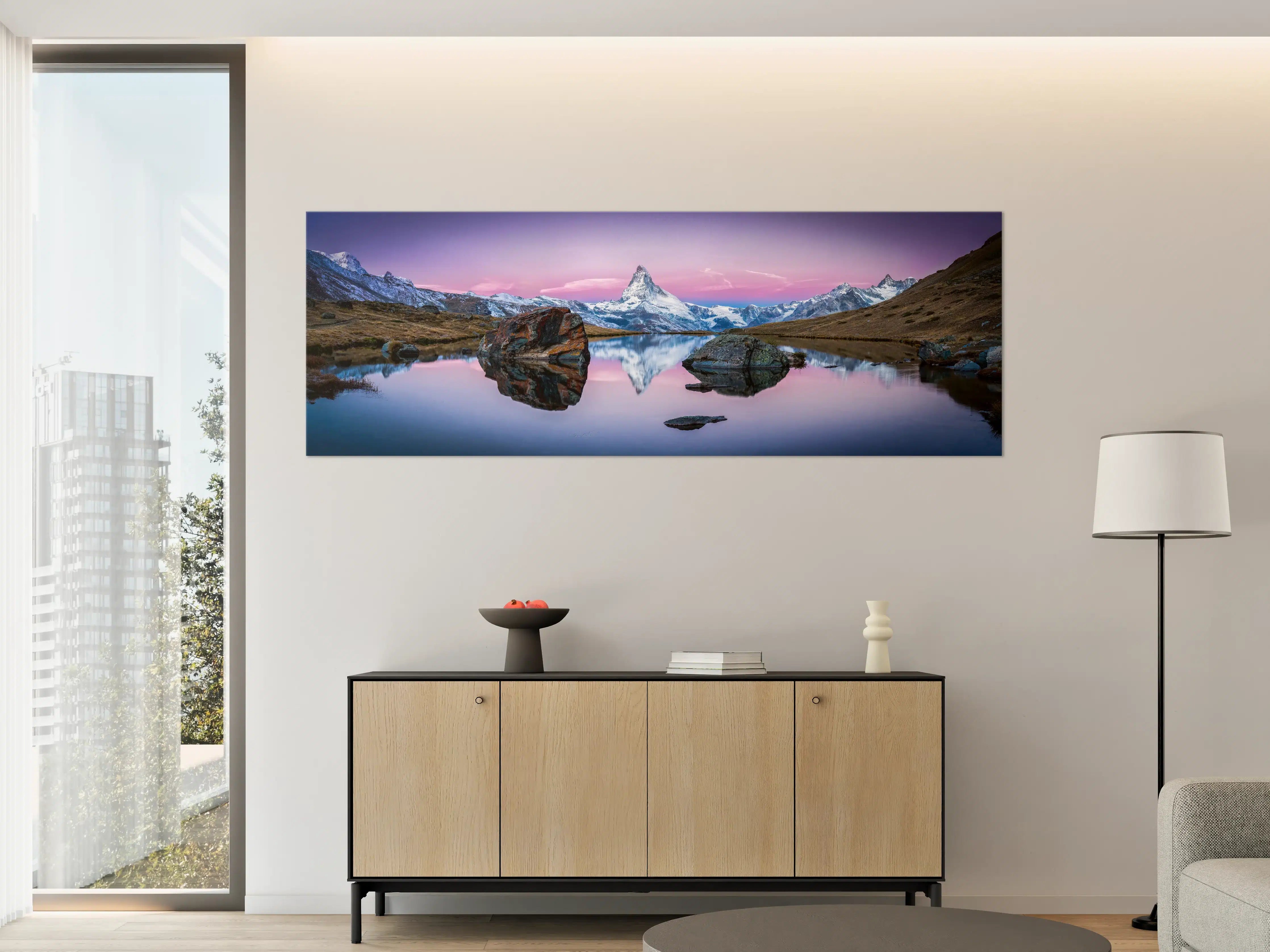 Große Wandbilder - Stellisee in Schweiz - Matterhorn Panorama