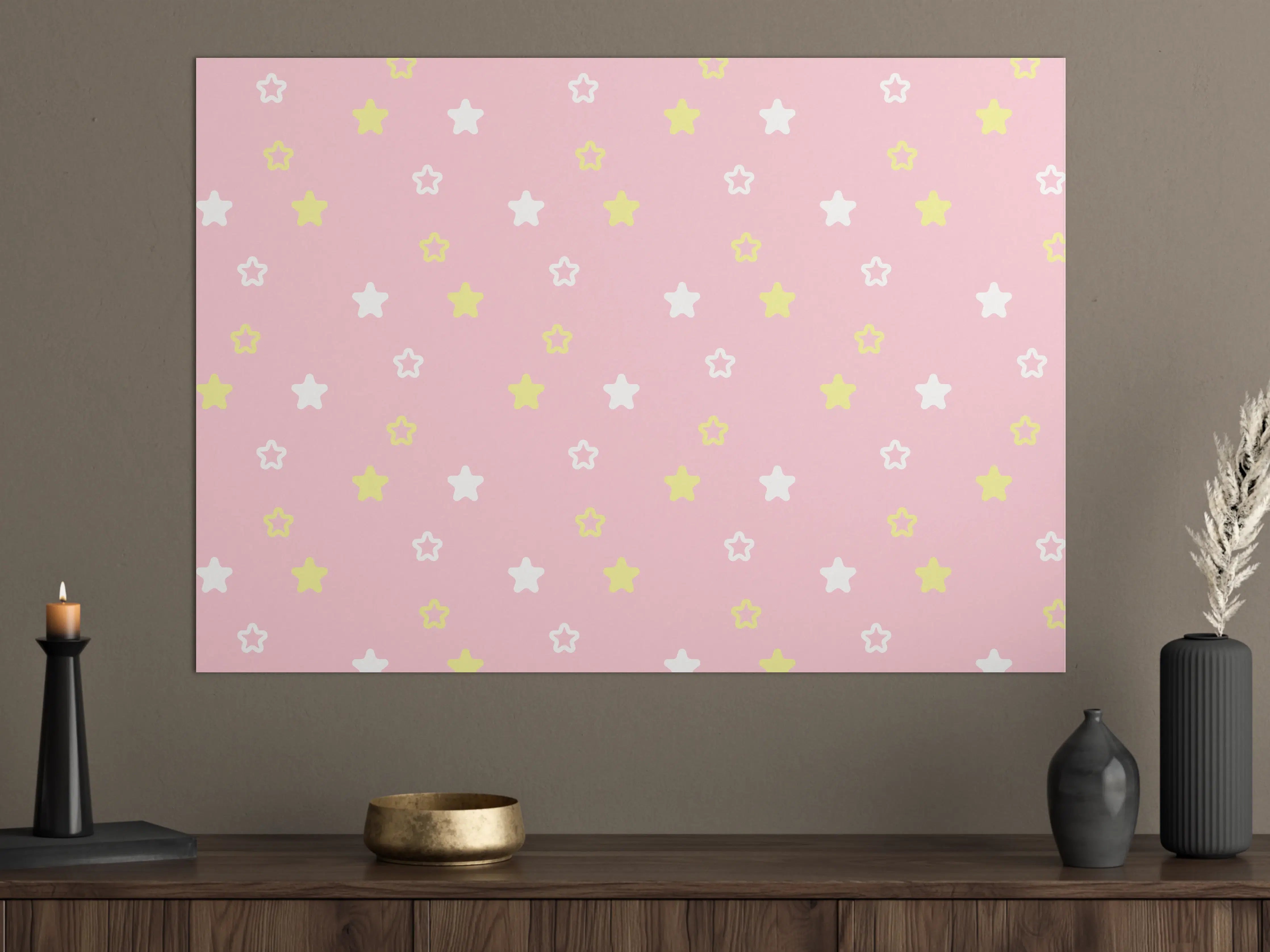 Große Wandbilder - Sternenmuster Rosa-Gelb
