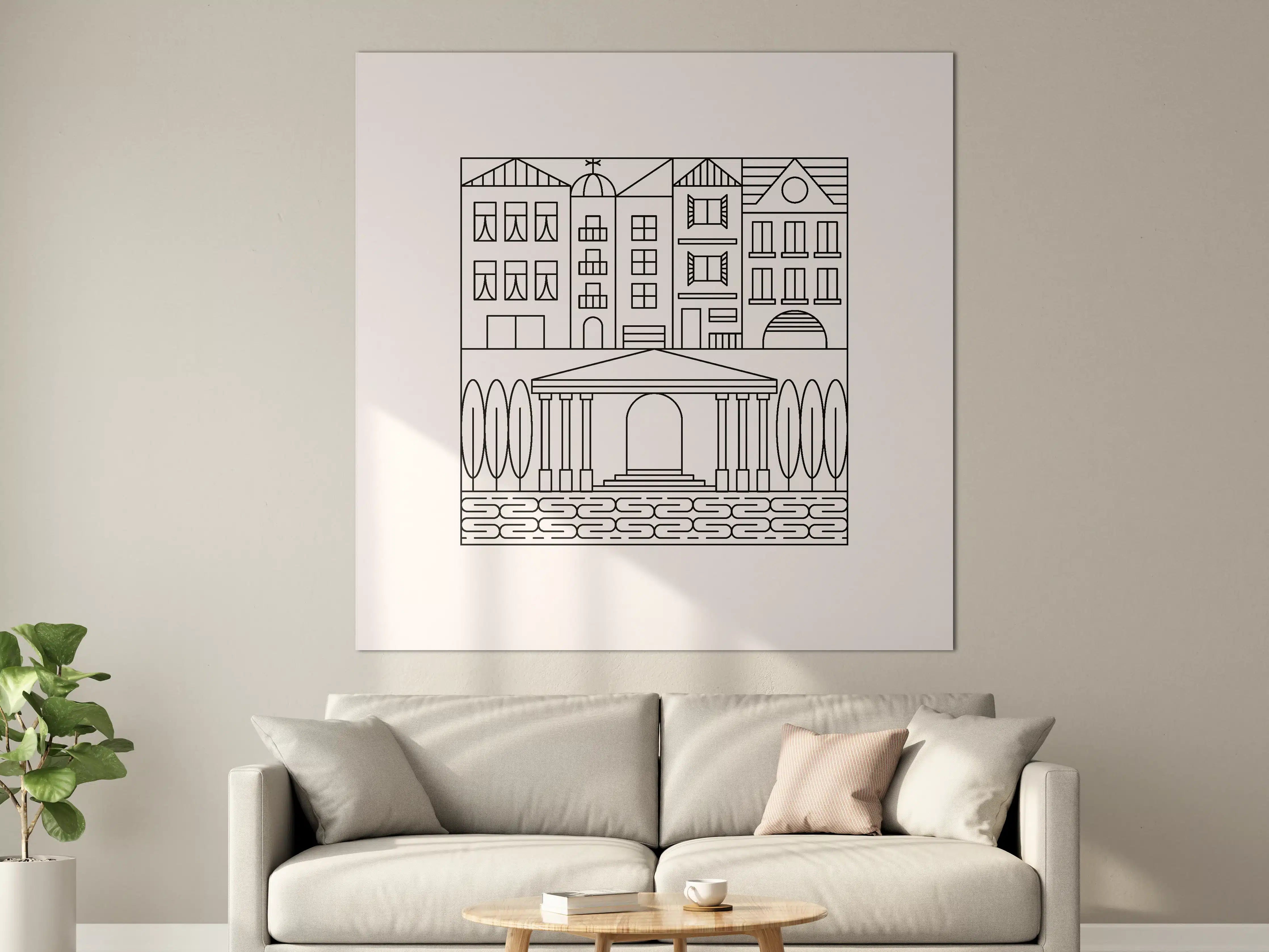 Große Wandbilder - Stilvolle architektonische Skyline in Schwarz-Weiß