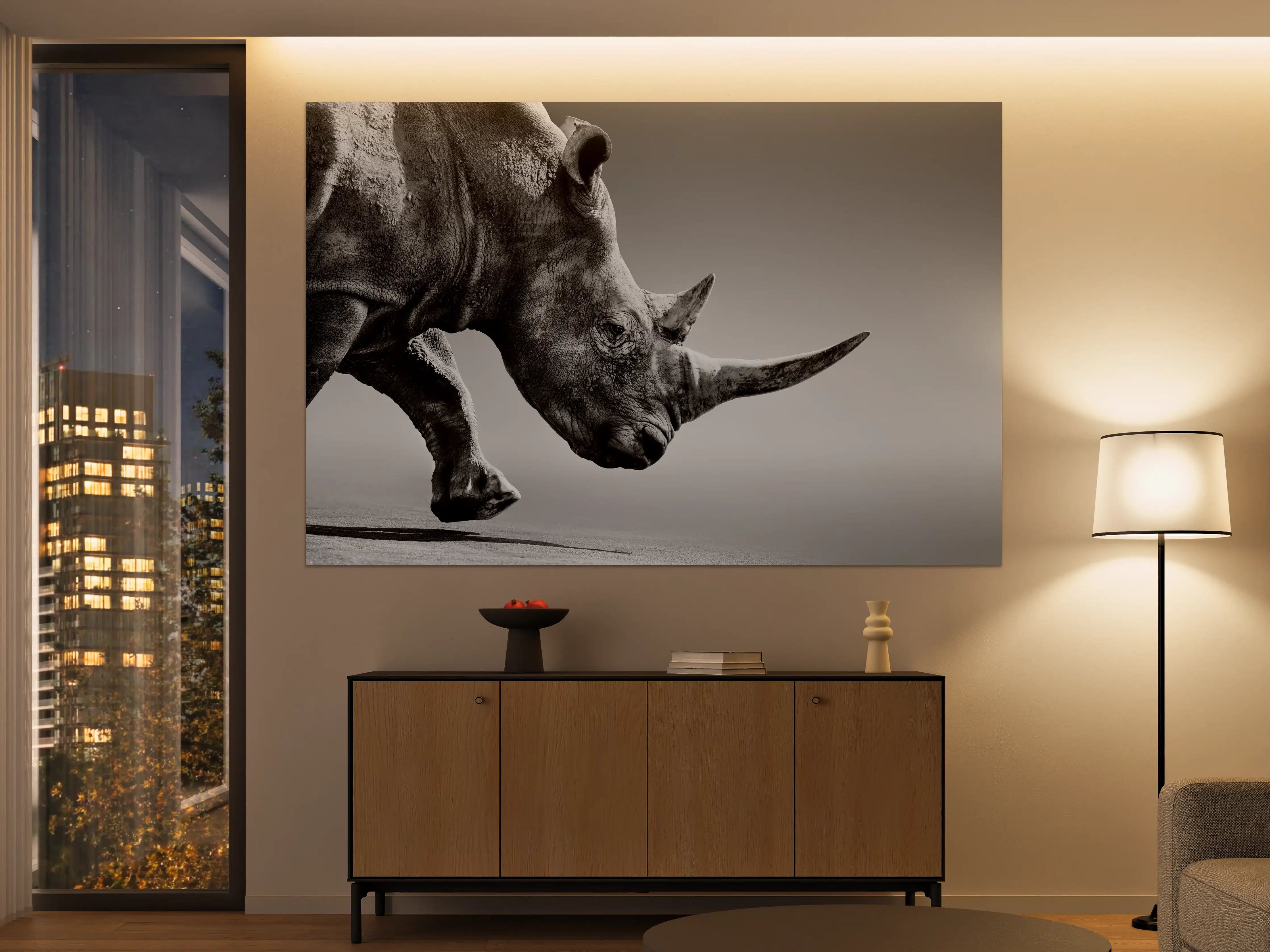 Große Wandbilder - Stilvoller Nashorn-Silhouetten-Effekt