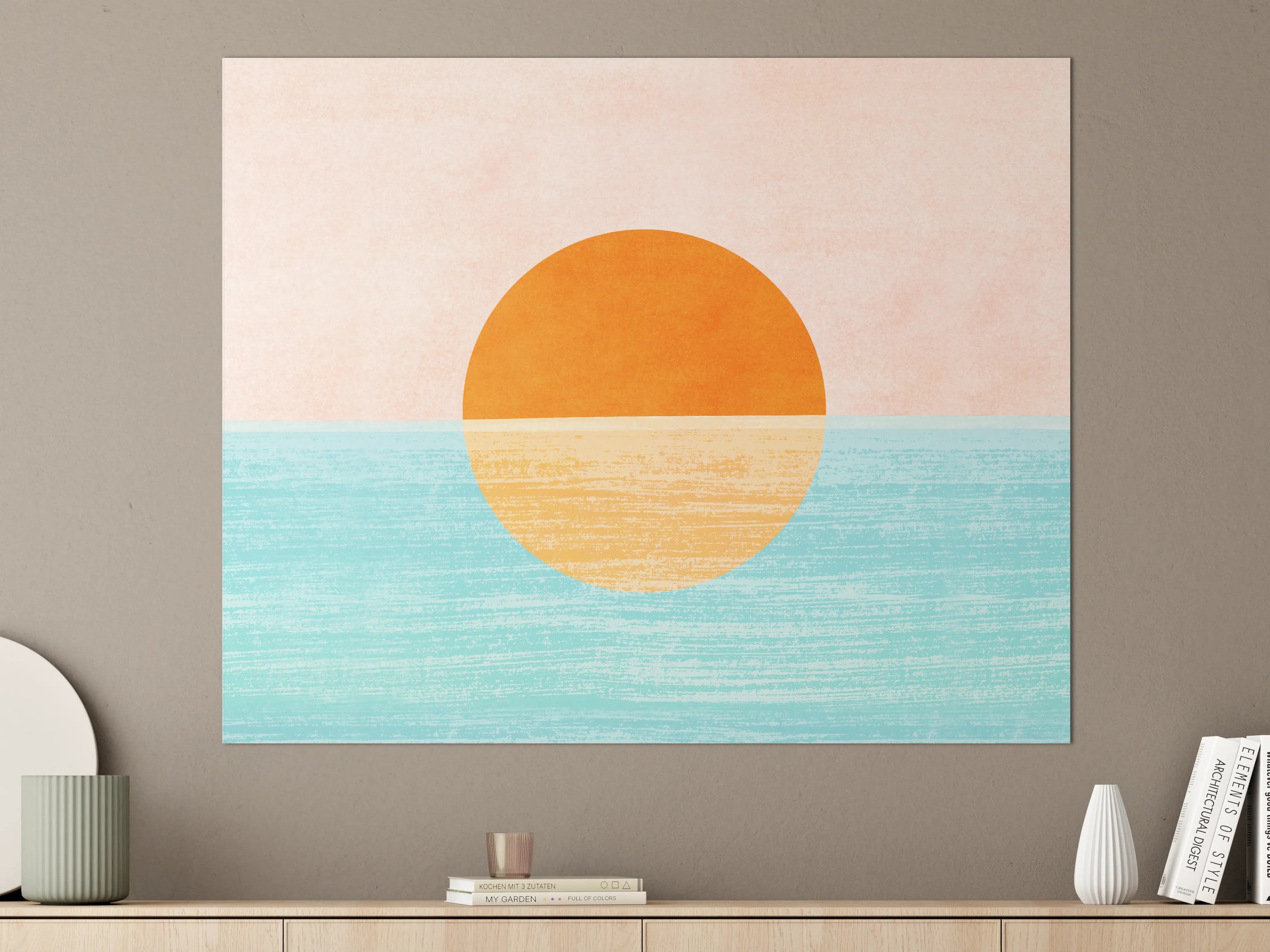 Große Wandbilder - Stilvolles Sonnenuntergang-Motiv mit sanften Farben