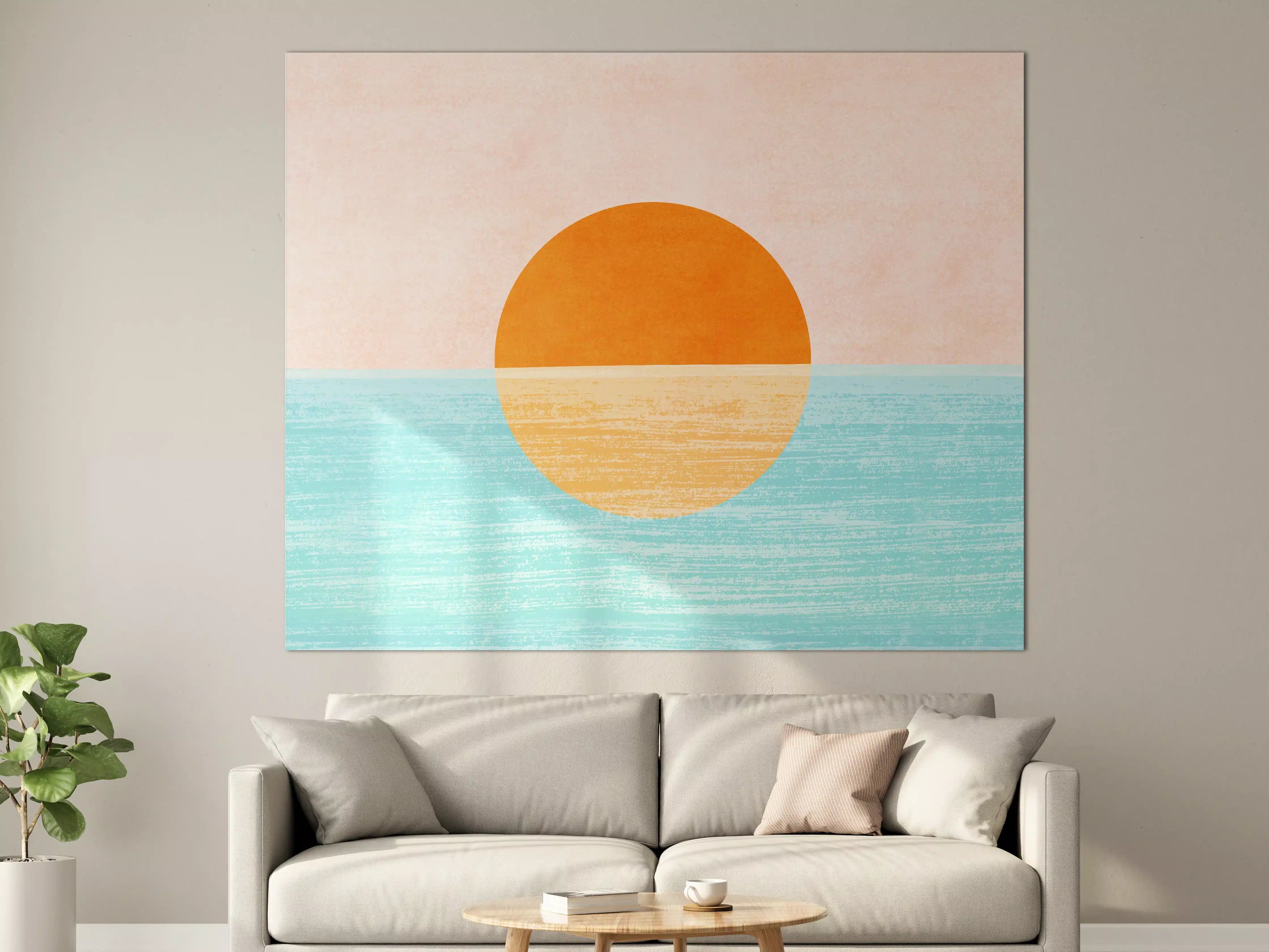 Große Wandbilder - Stilvolles Sonnenuntergang-Motiv mit sanften Farben