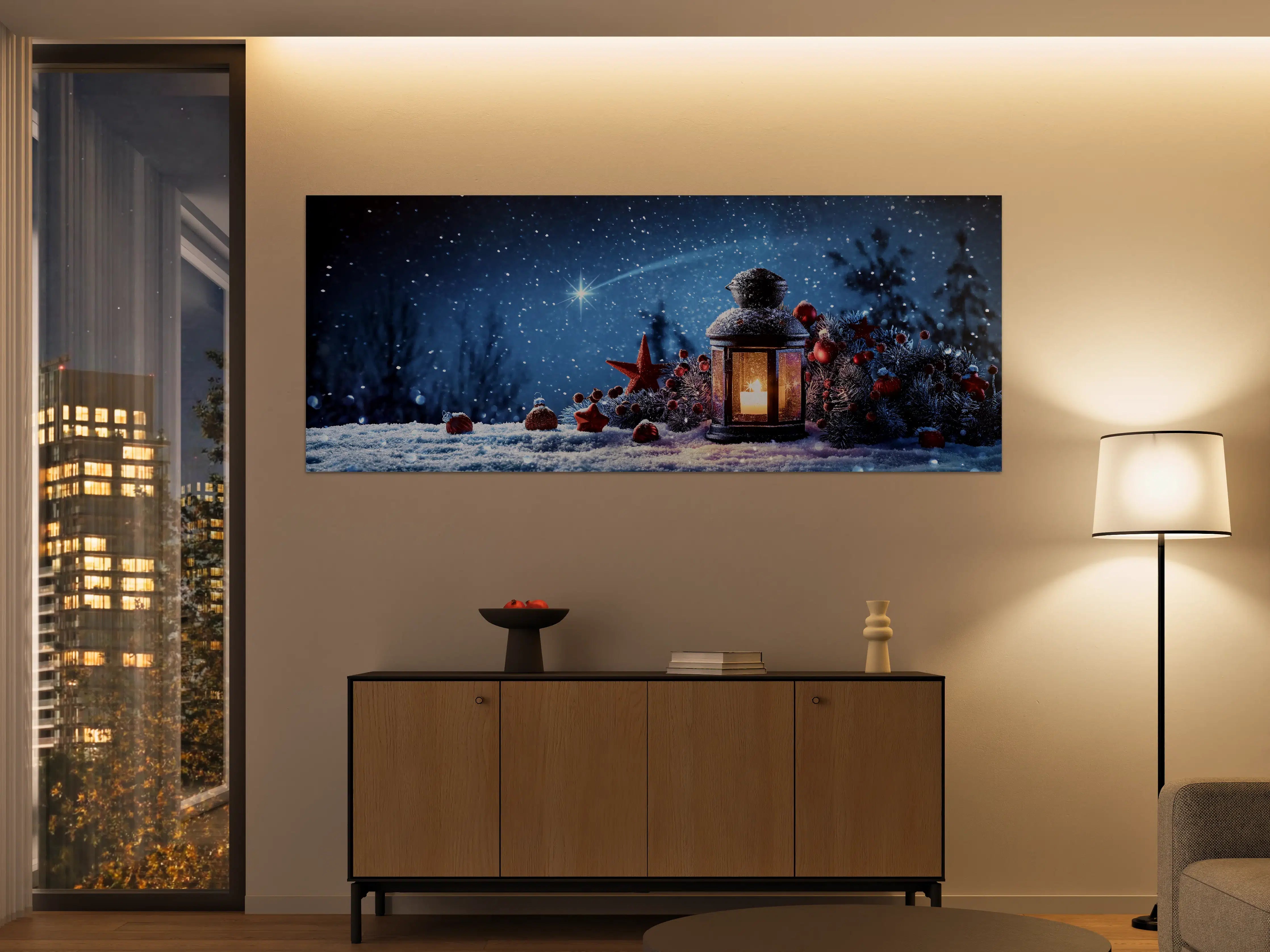 Große Wandbilder - Stimmungsvolle Winter-Laternennacht