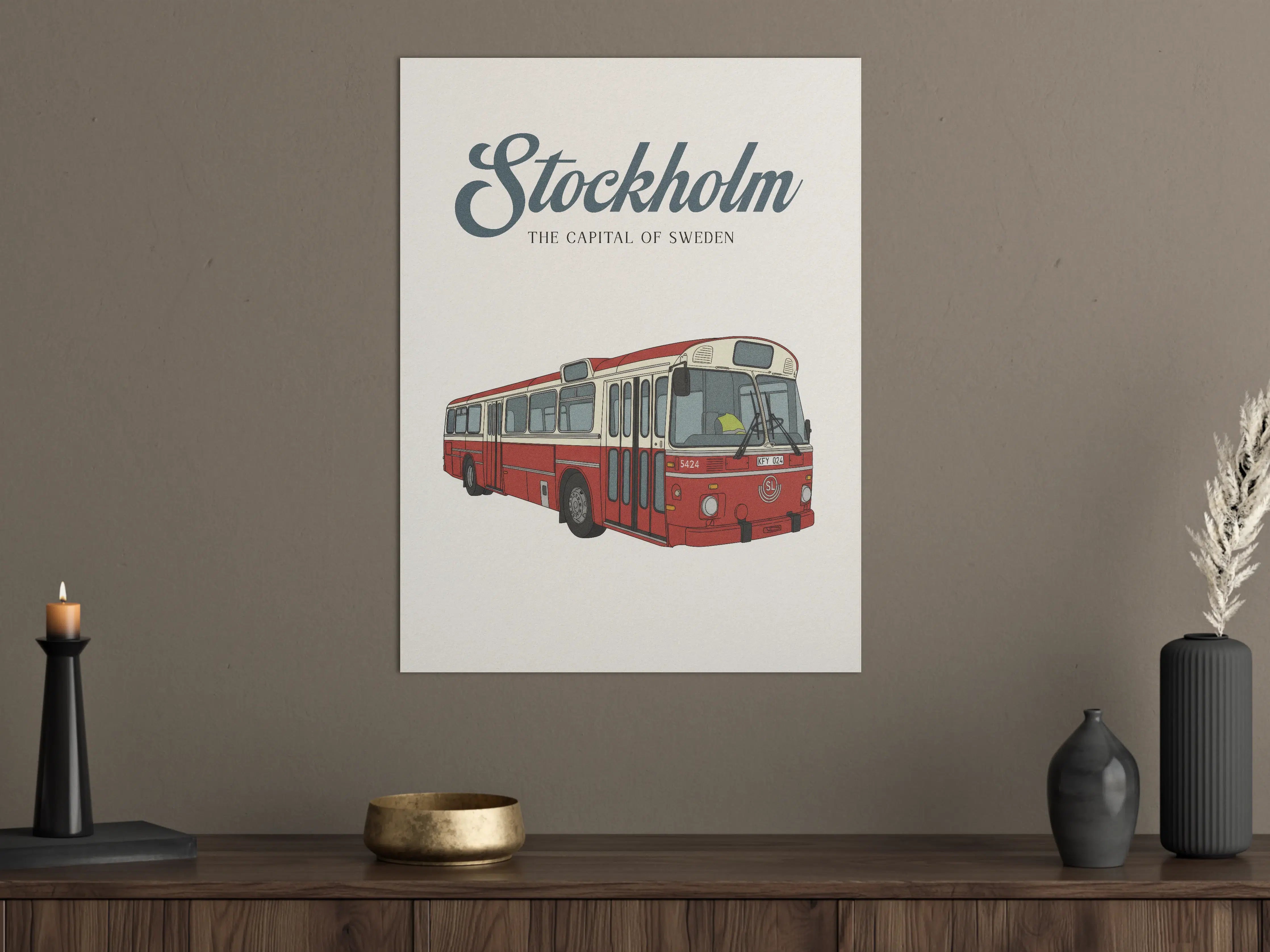 Große Wandbilder - Stockholm Vintage Bus