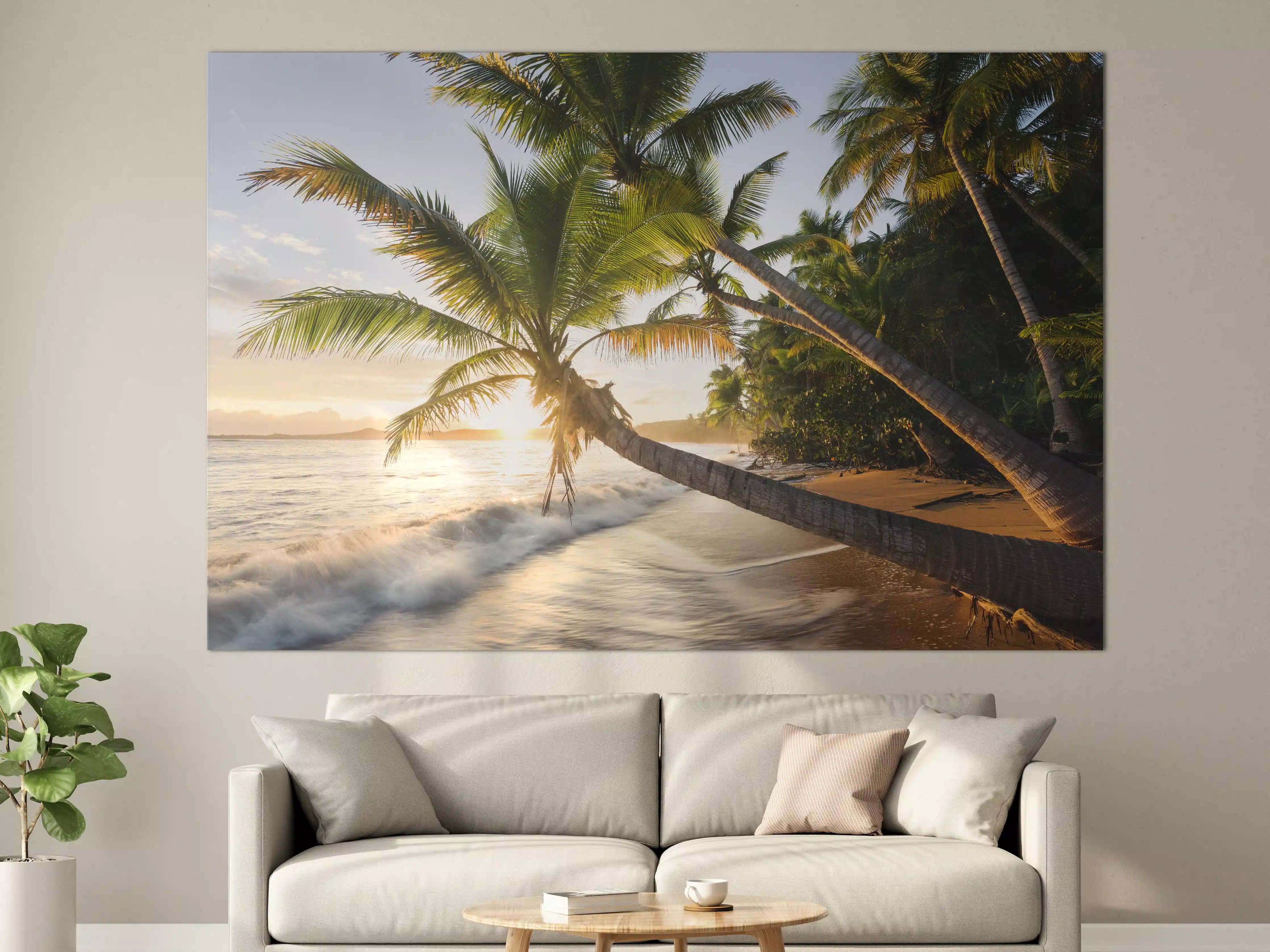 Große Wandbilder - Strand in der Karibik bei Sonnenuntergang