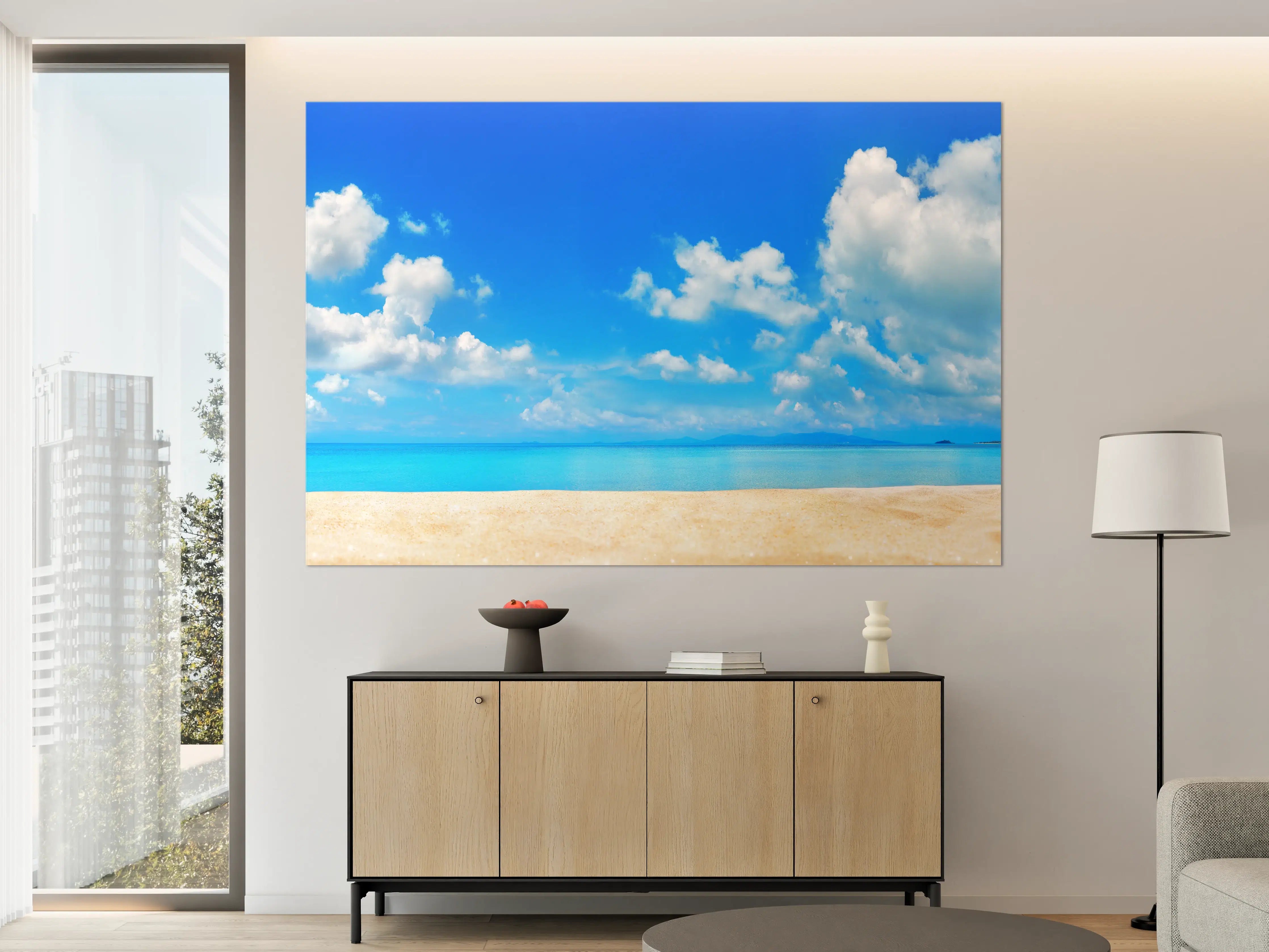 Große Wandbilder - Strandlandschaft unter blauem Himmel