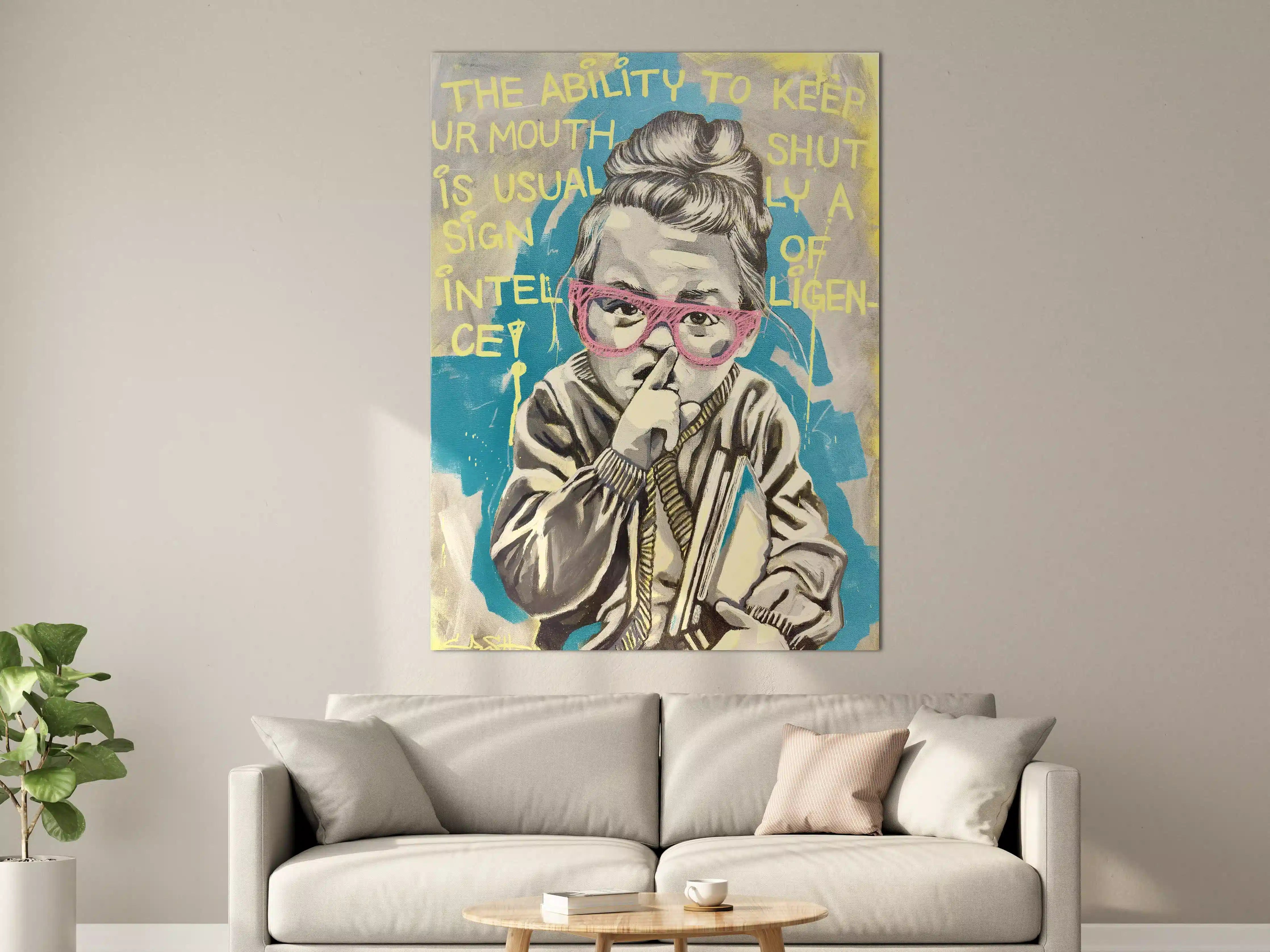 Große Wandbilder - Street Art Portrait mit bunten Akzenten