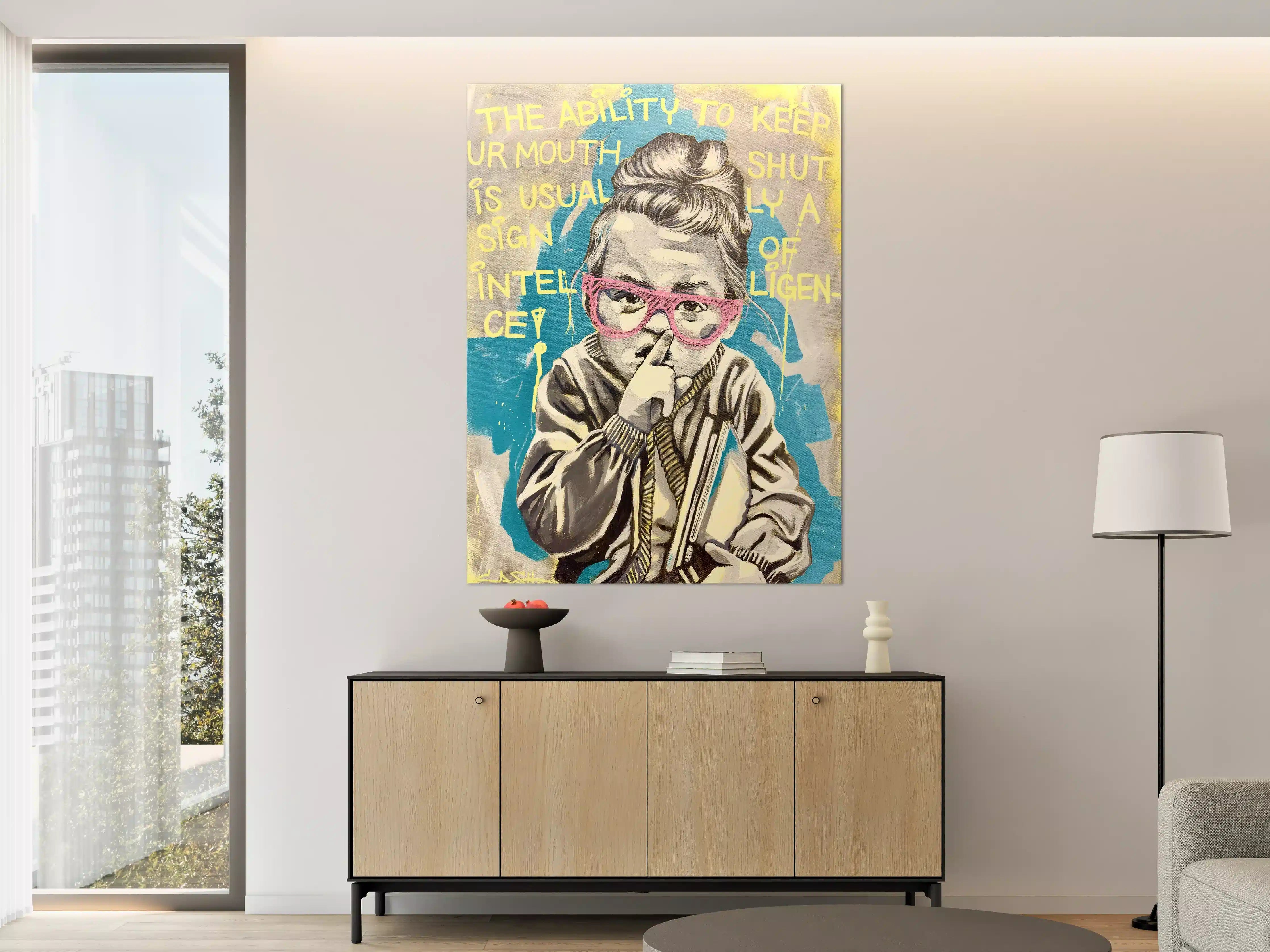 Große Wandbilder - Street Art Portrait mit bunten Akzenten