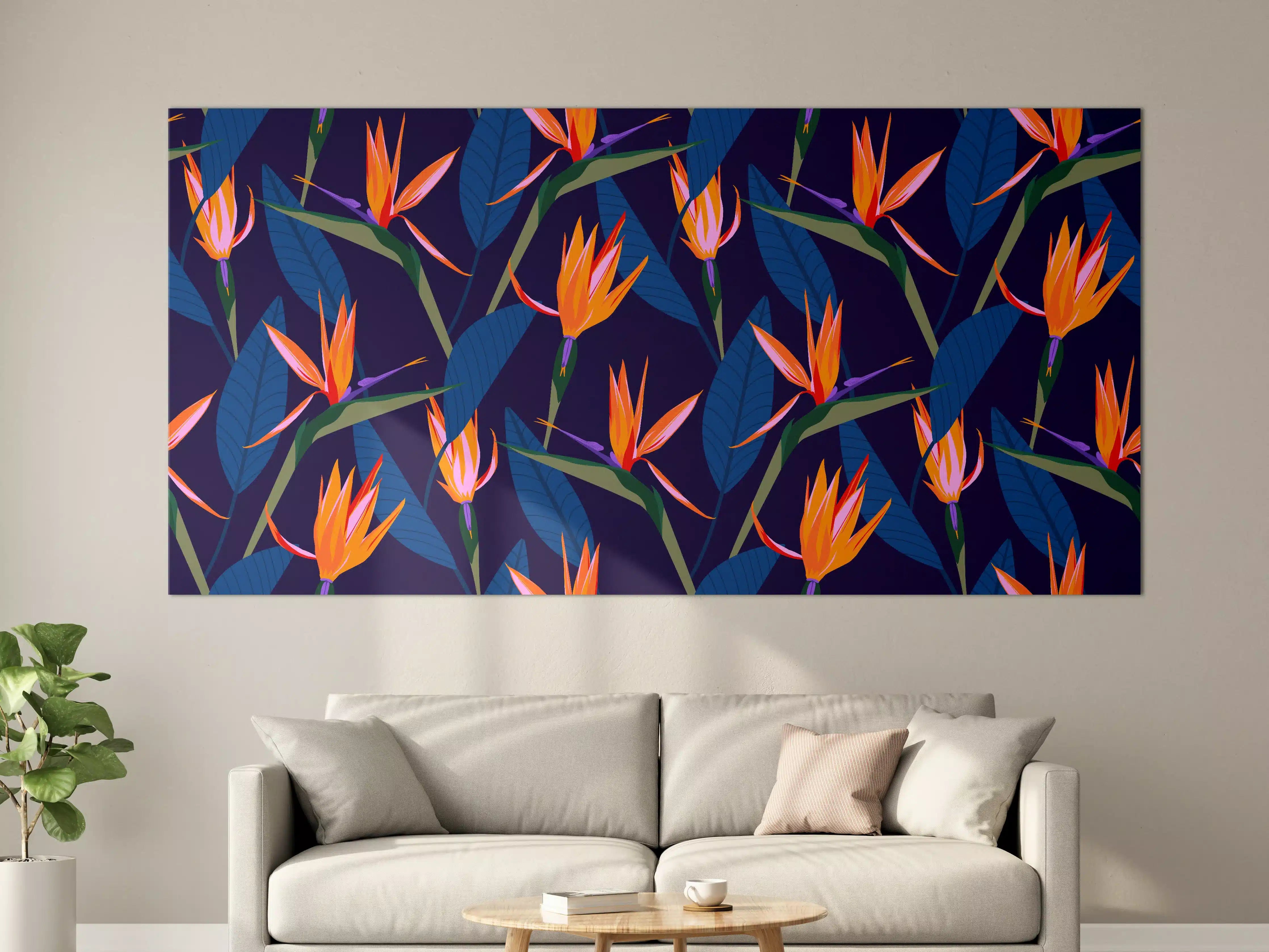Große Wandbilder - Strelitzia Nacht – Tropische Blumen