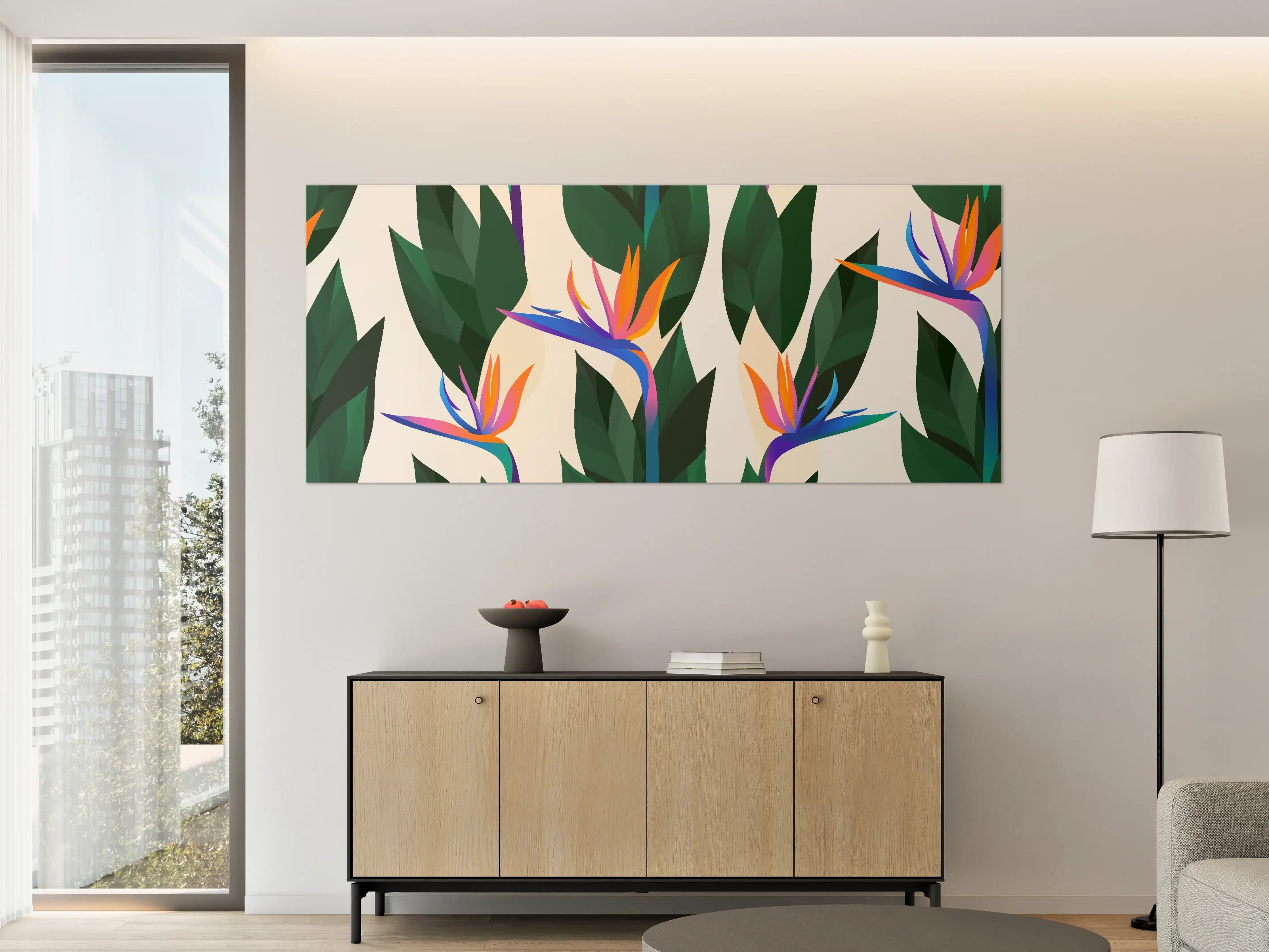 Große Wandbilder - Strelitzia Tropic Blumenmuster