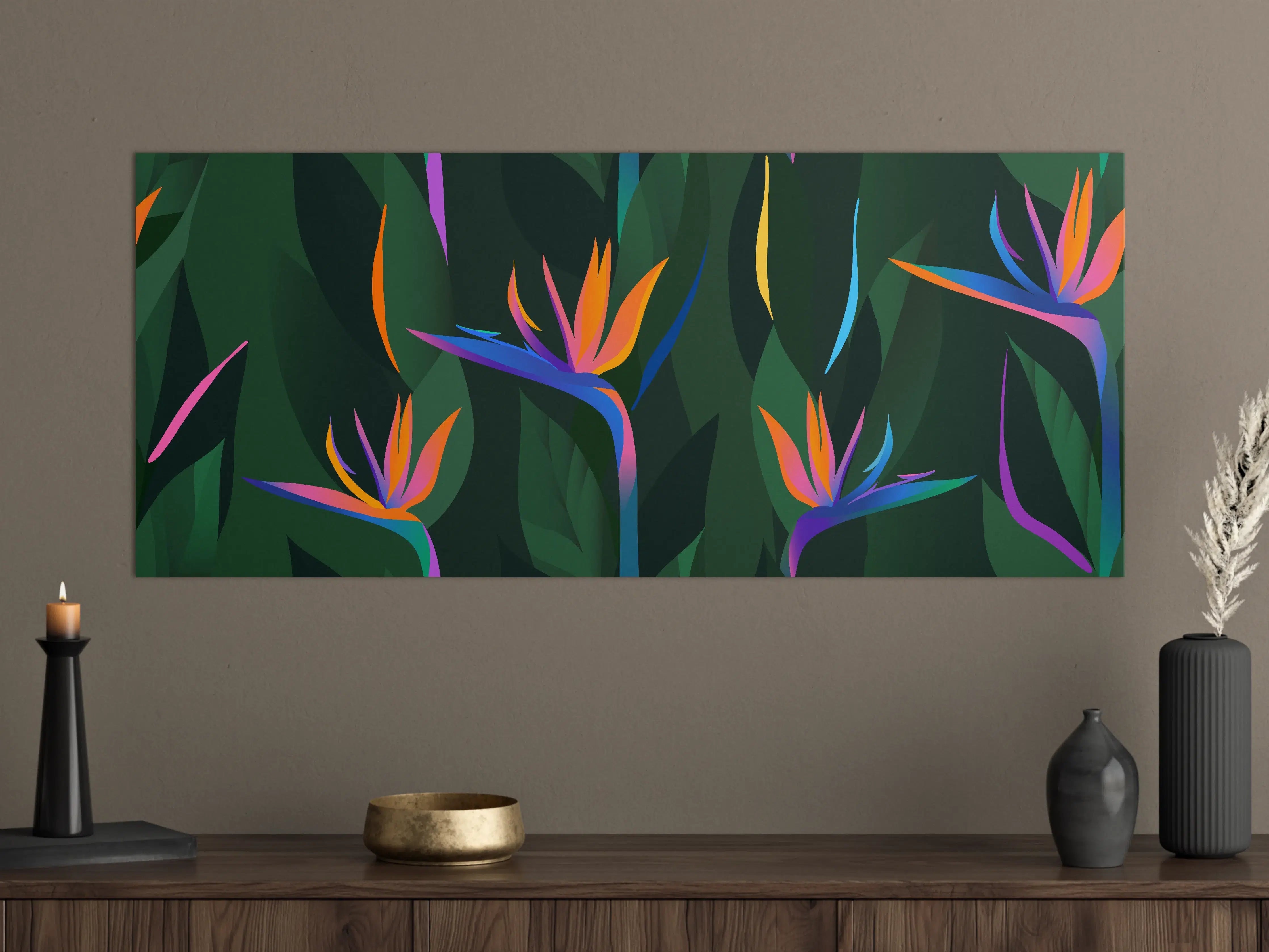 Große Wandbilder - Strelitzia Tropic Grün-Orange