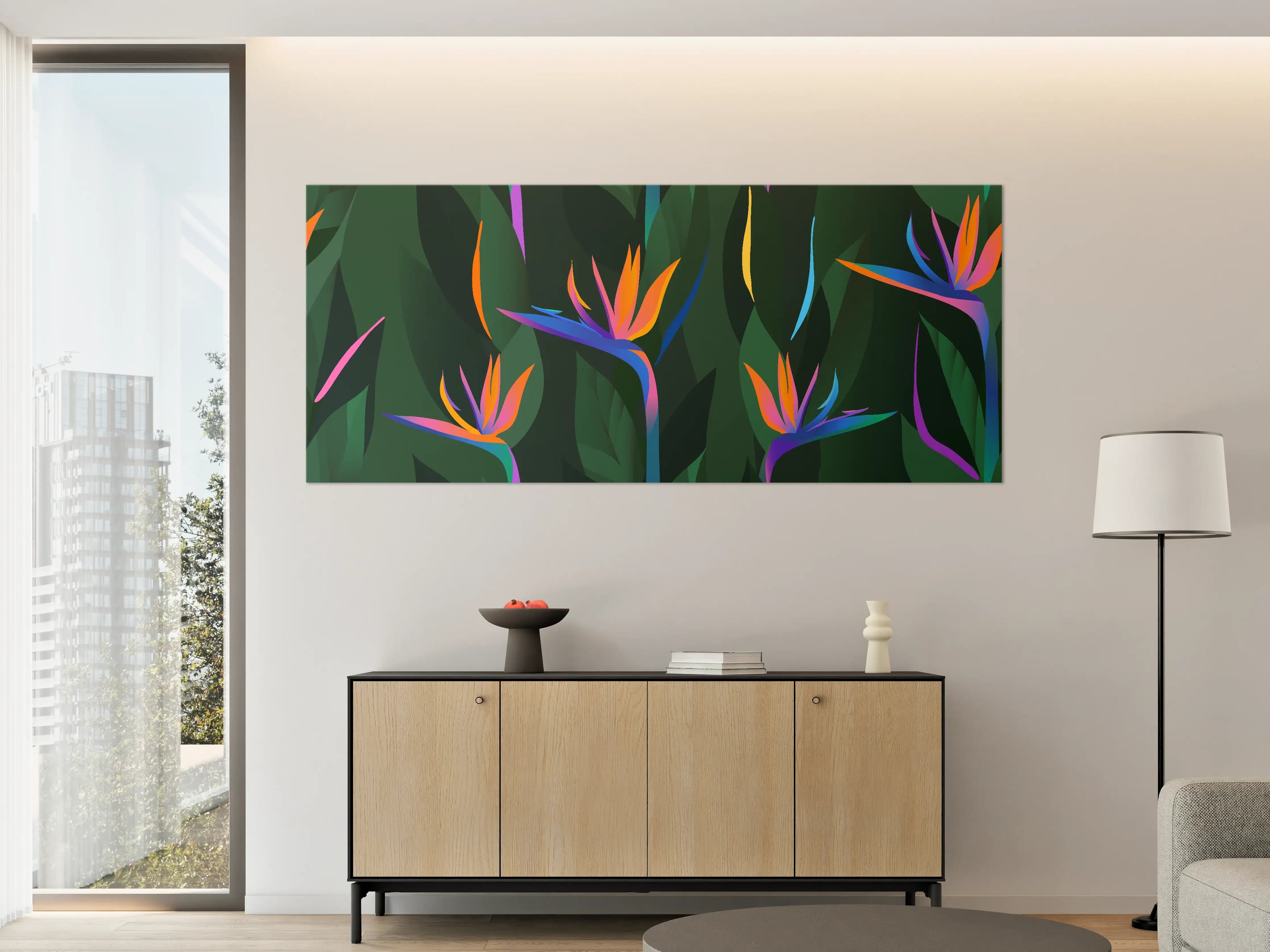 Große Wandbilder - Strelitzia Tropic Grün-Orange