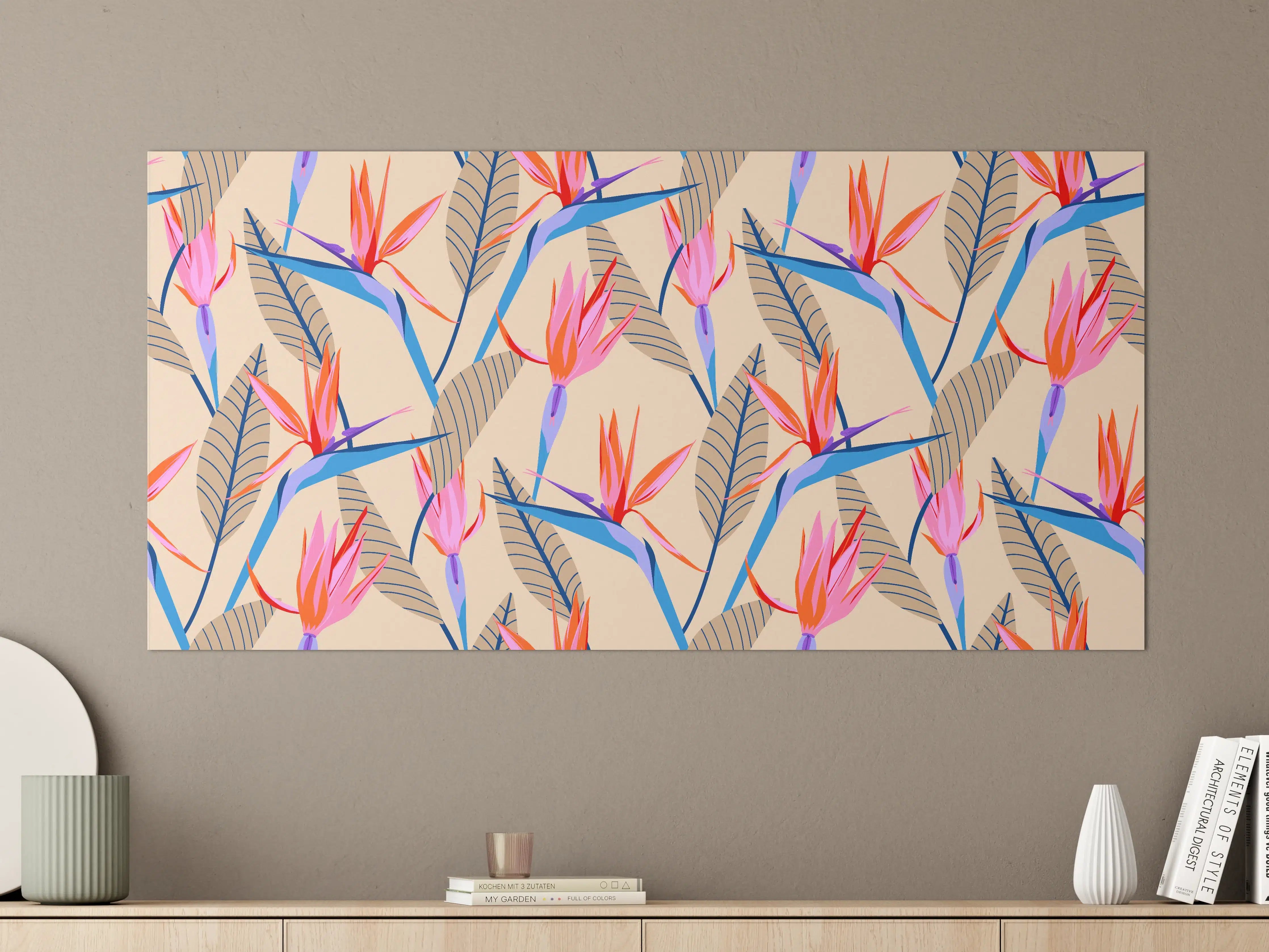 Große Wandbilder - Strelitzia Tropic Rosa-Beige