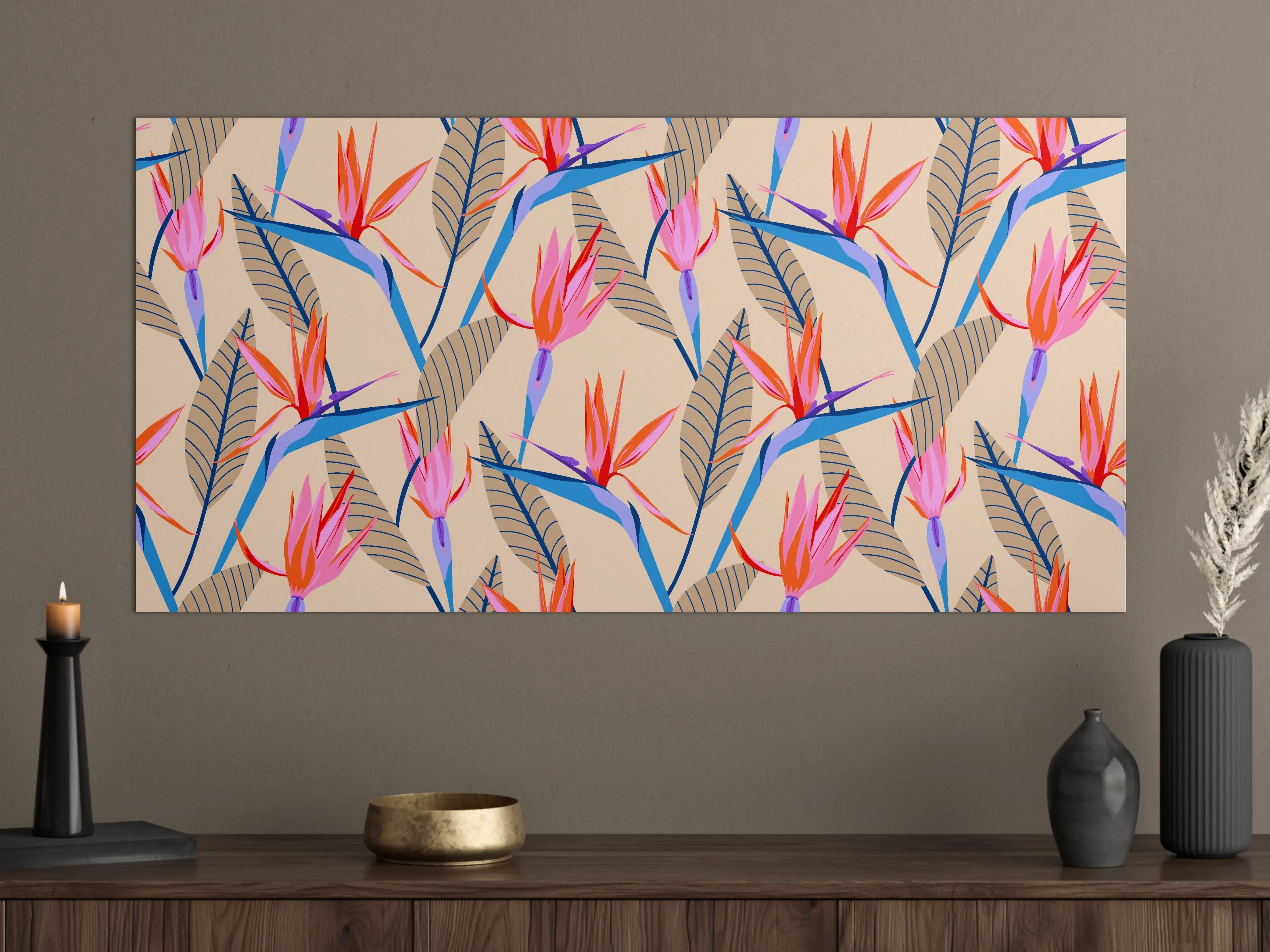 Große Wandbilder - Strelitzia Tropic Rosa-Beige