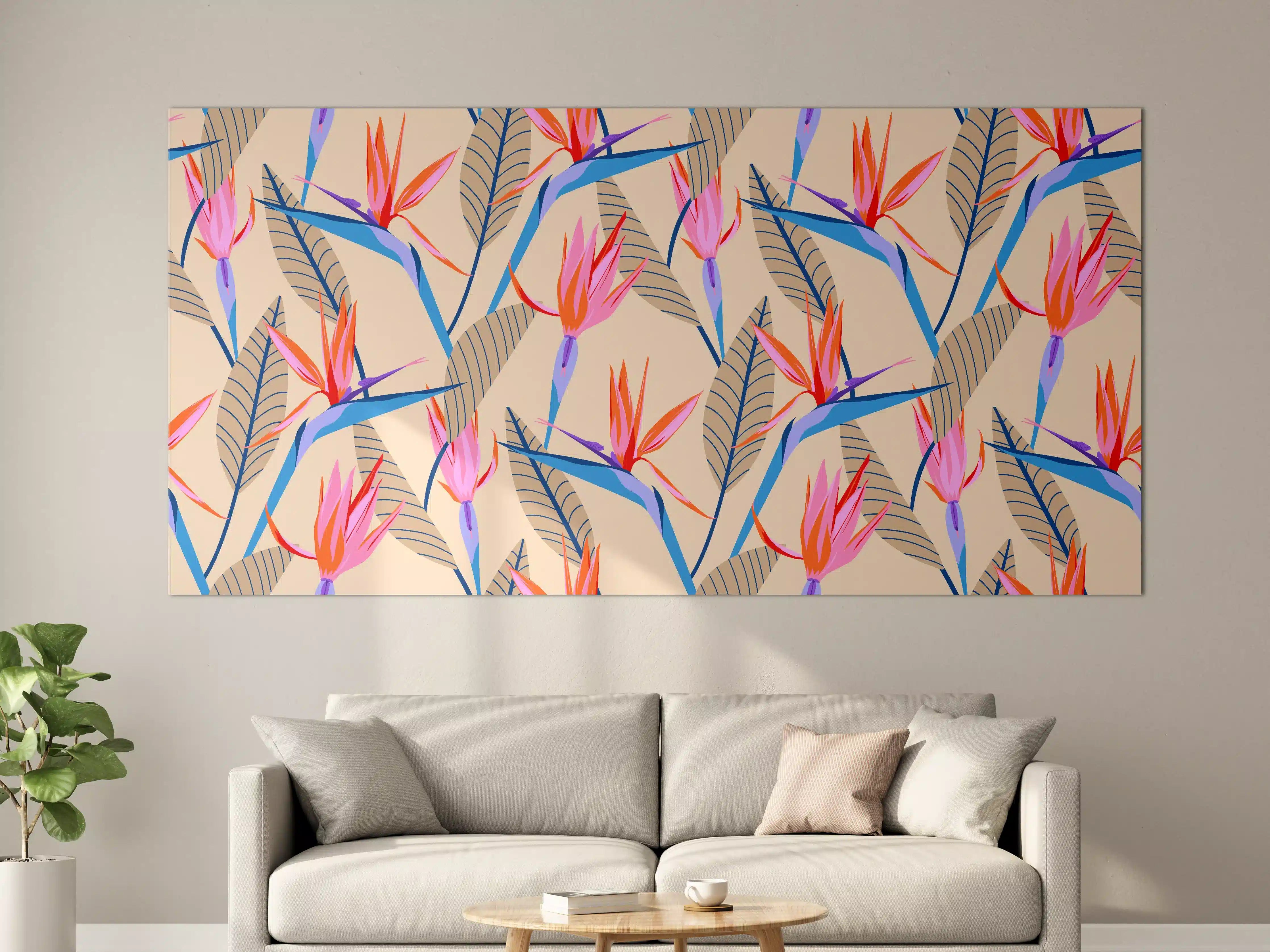 Große Wandbilder - Strelitzia Tropic Rosa-Beige