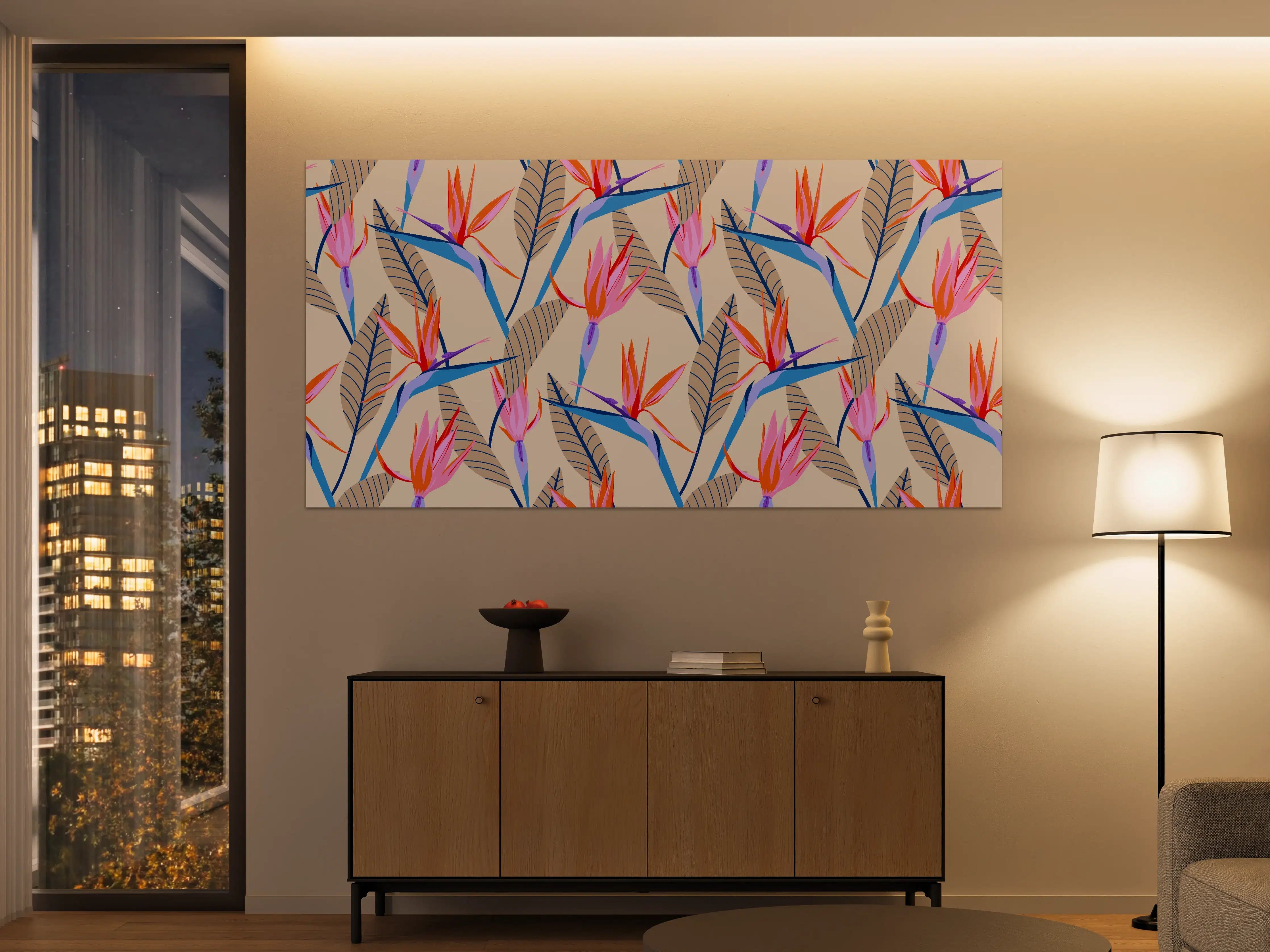 Große Wandbilder - Strelitzia Tropic Rosa-Beige