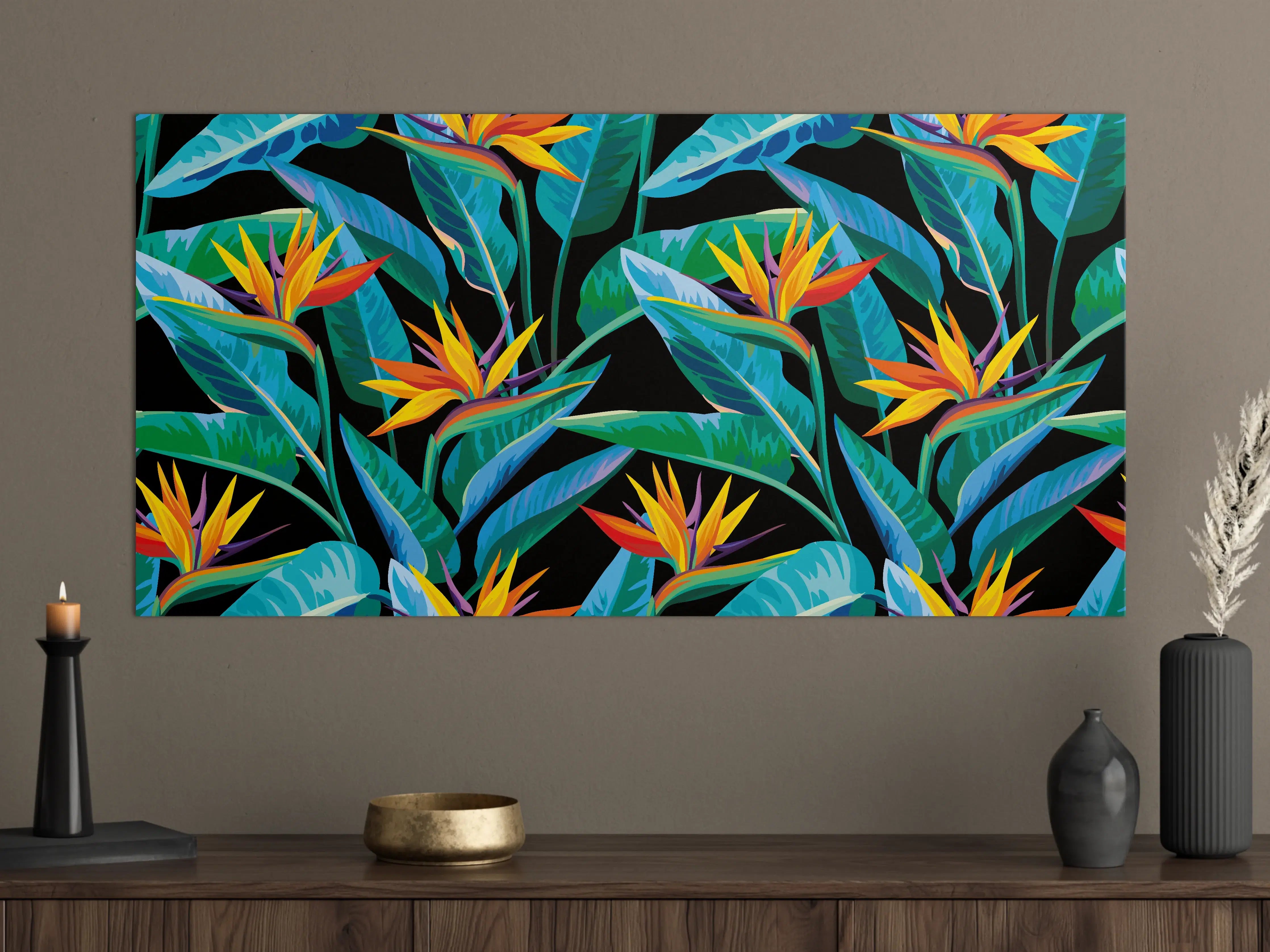 Große Wandbilder - Strelitzia Tropic Schwarz-Exotik