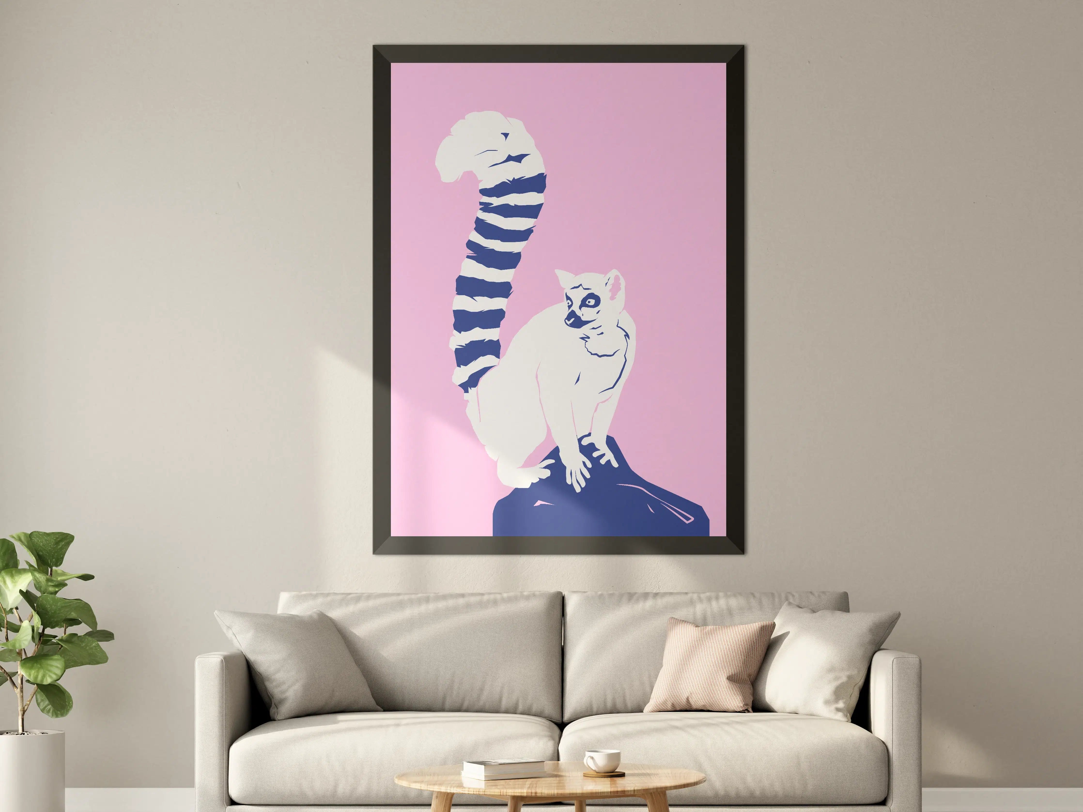 Große Wandbilder - Stylisches Katzendessin mit pinkem Hintergrund