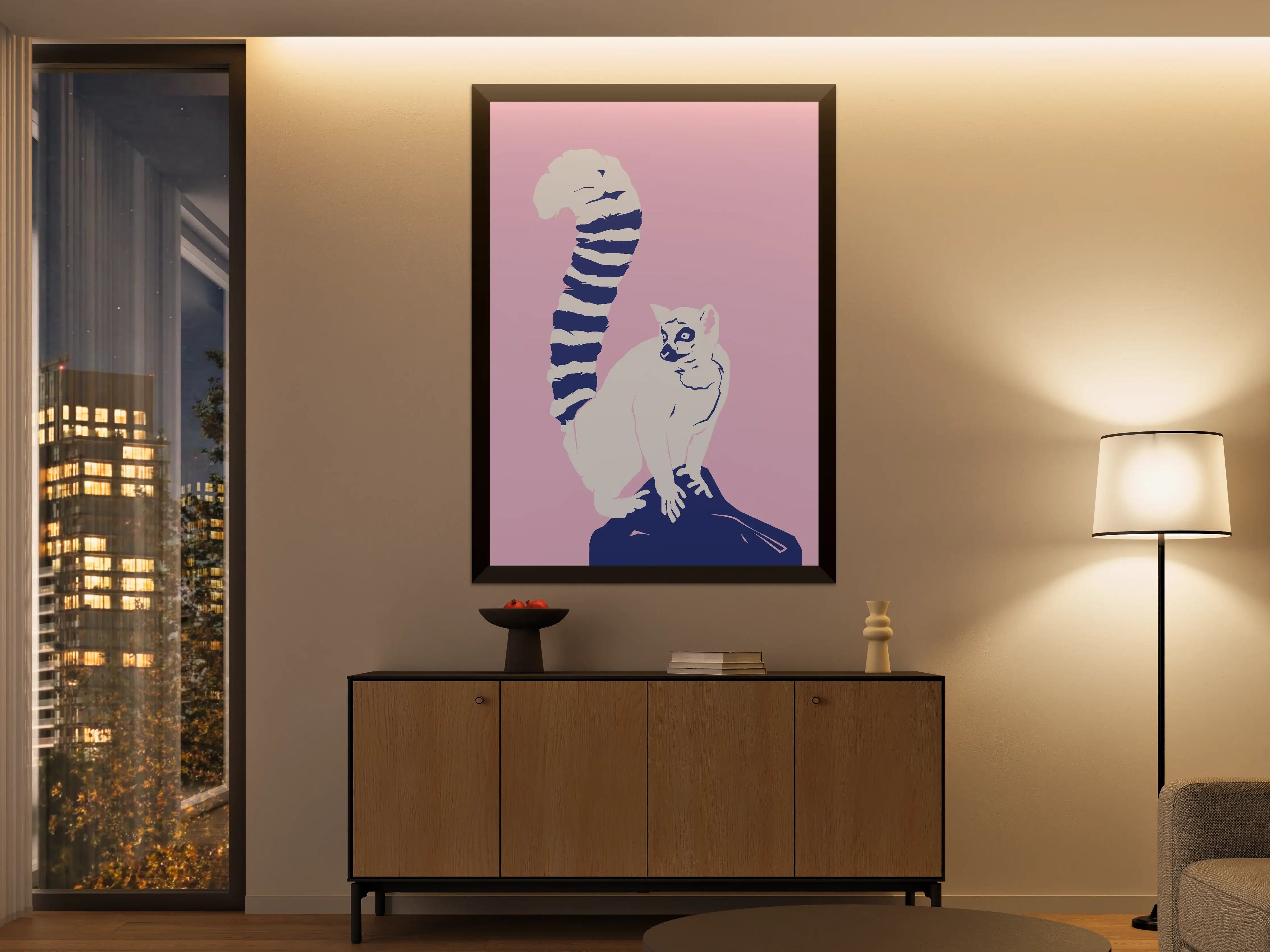 Große Wandbilder - Stylisches Katzendessin mit pinkem Hintergrund