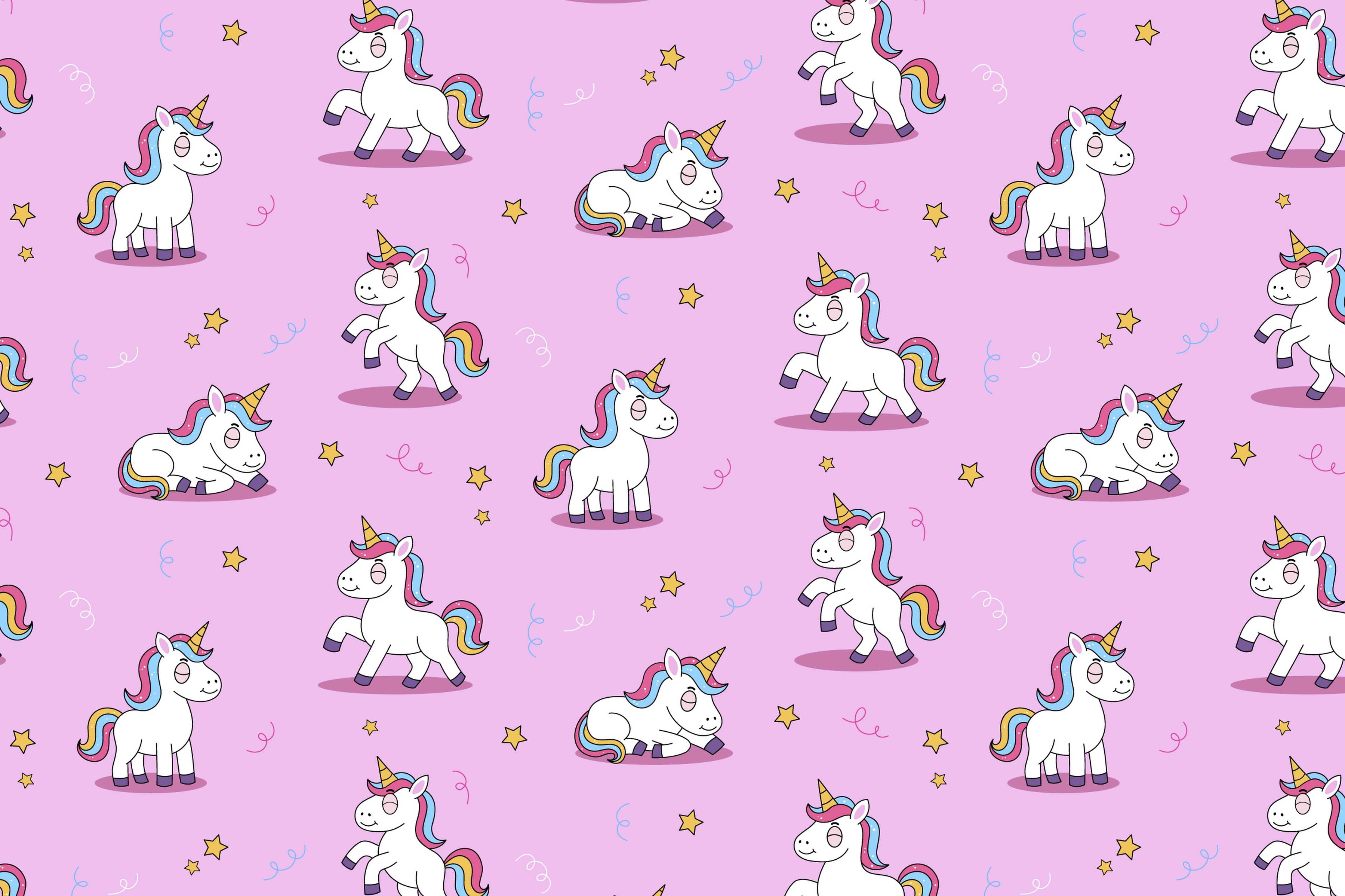 Große Wandbilder-Süße Einhorn-Motive auf rosa Hintergrund