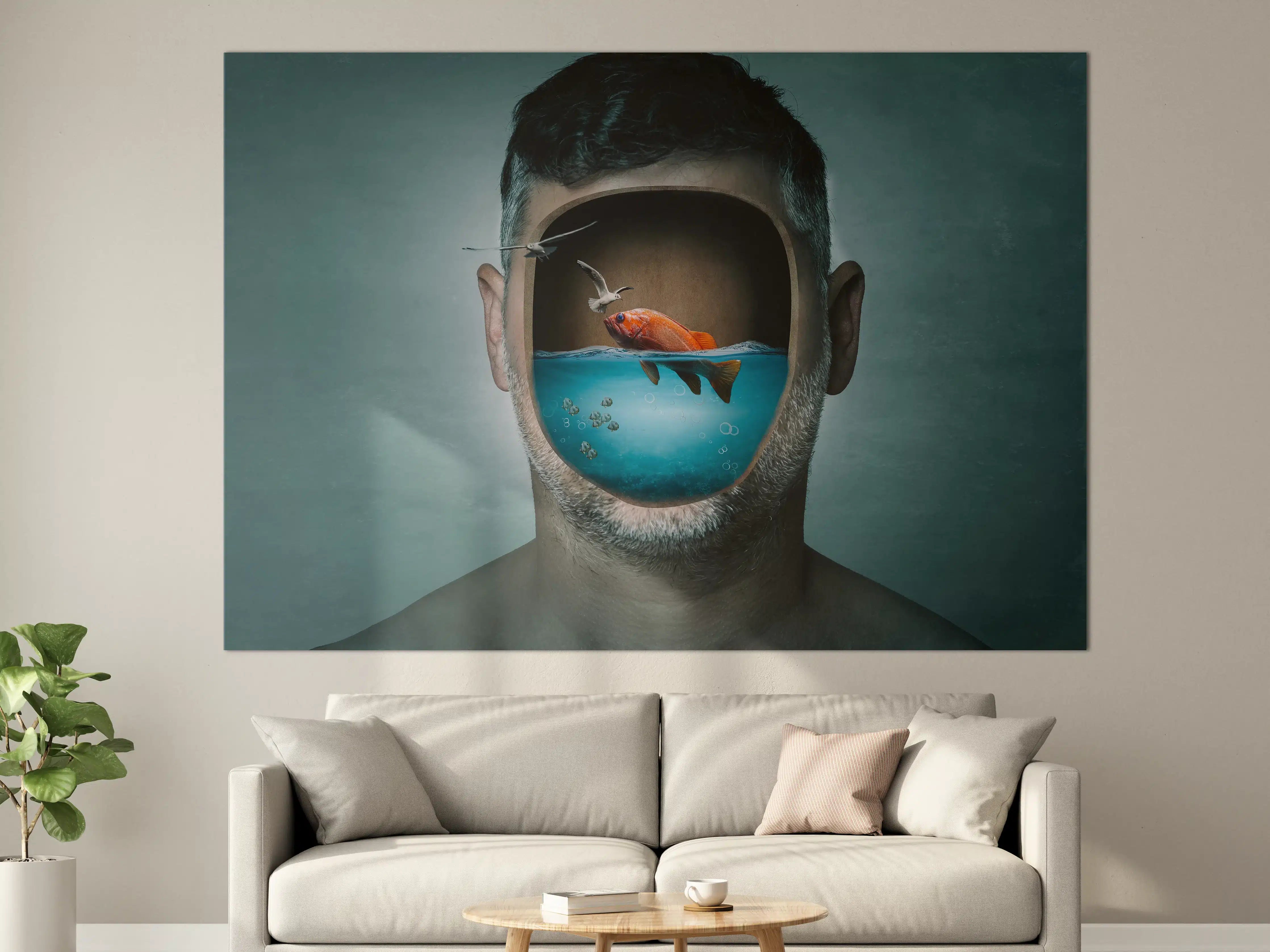 Große Wandbilder - Surreales Wasser-Gesicht Porträt