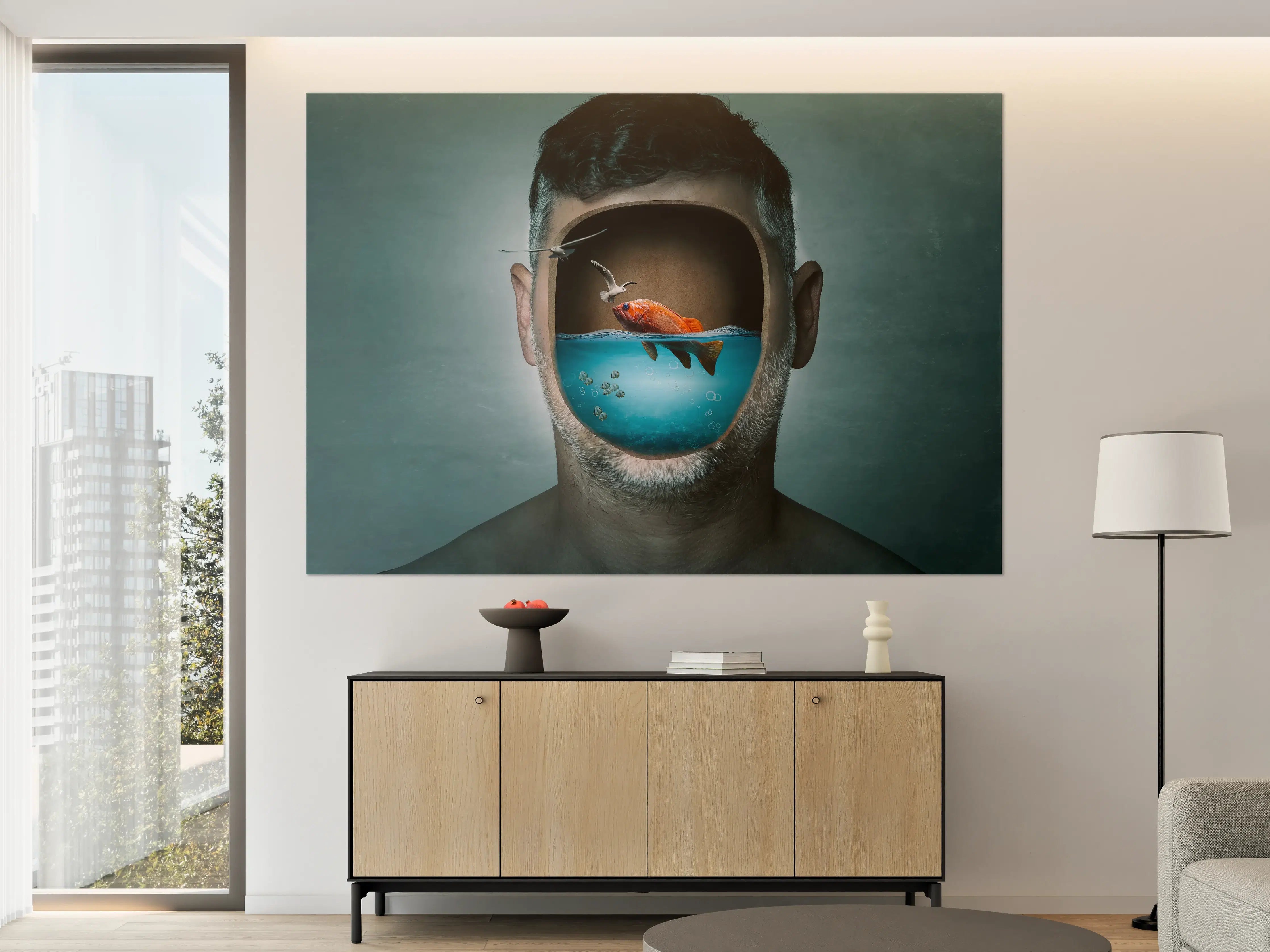 Große Wandbilder - Surreales Wasser-Gesicht Porträt