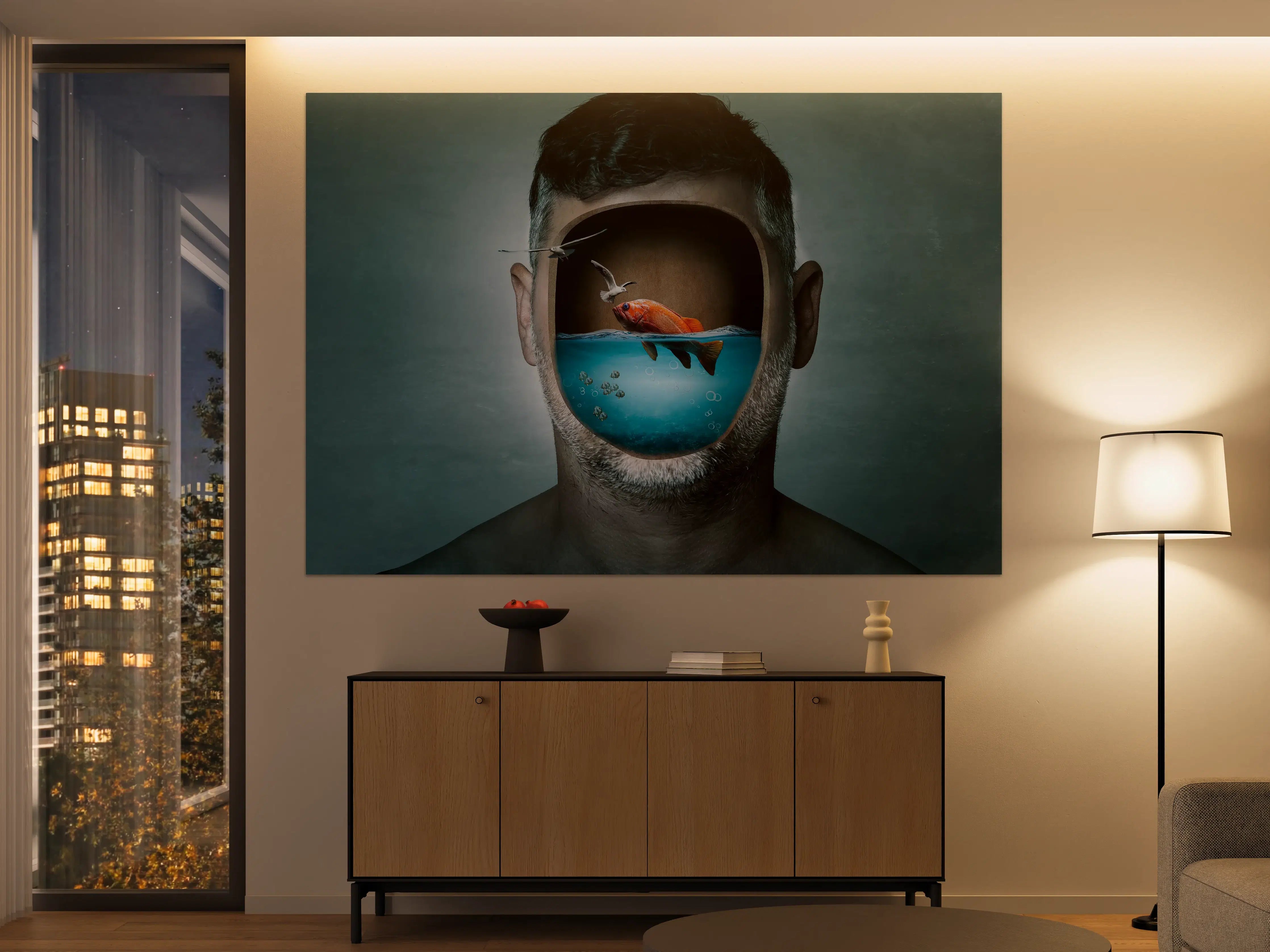 Große Wandbilder - Surreales Wasser-Gesicht Porträt