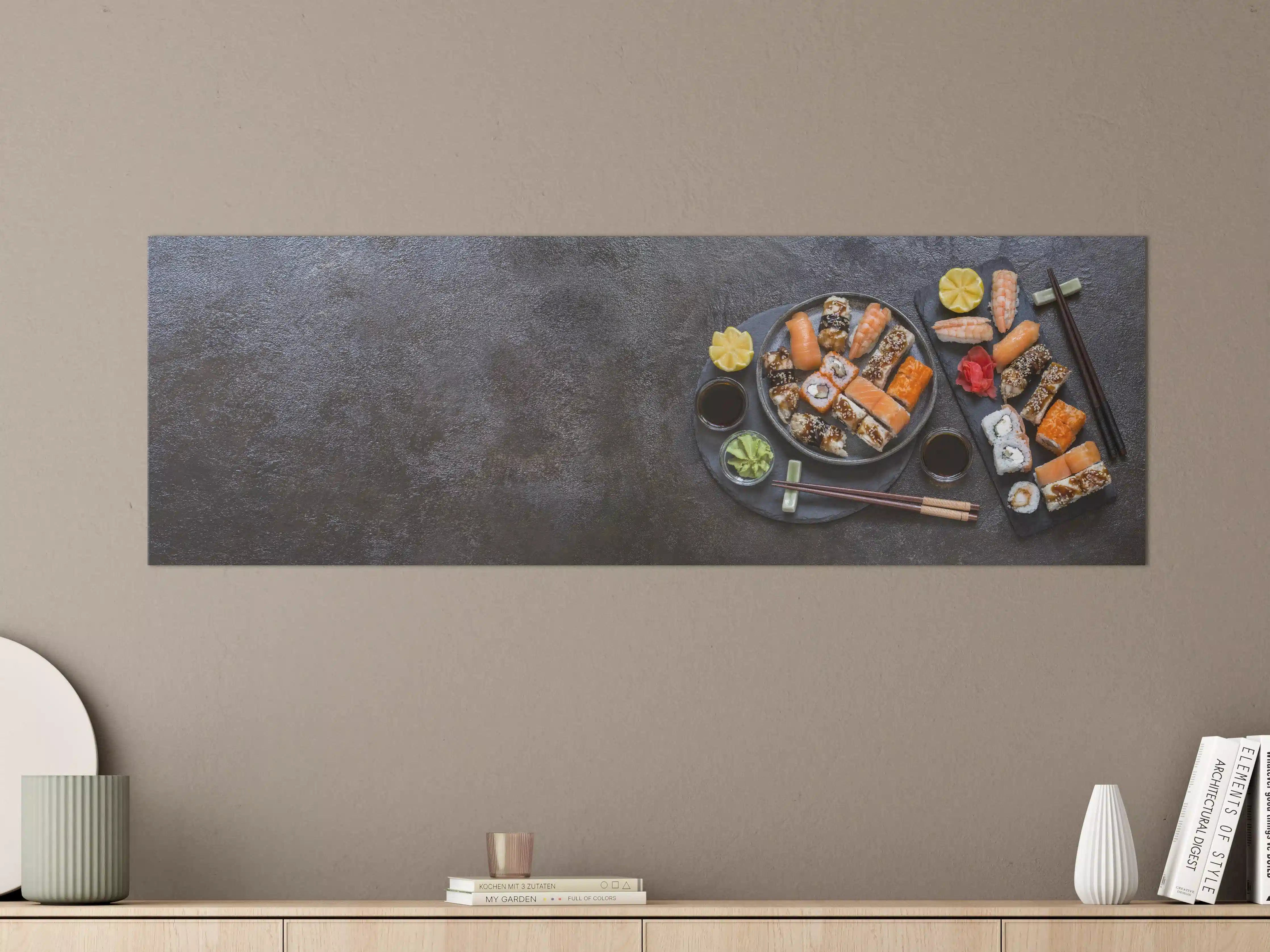 Große Wandbilder - Sushi-Platte Schwarz-Orange
