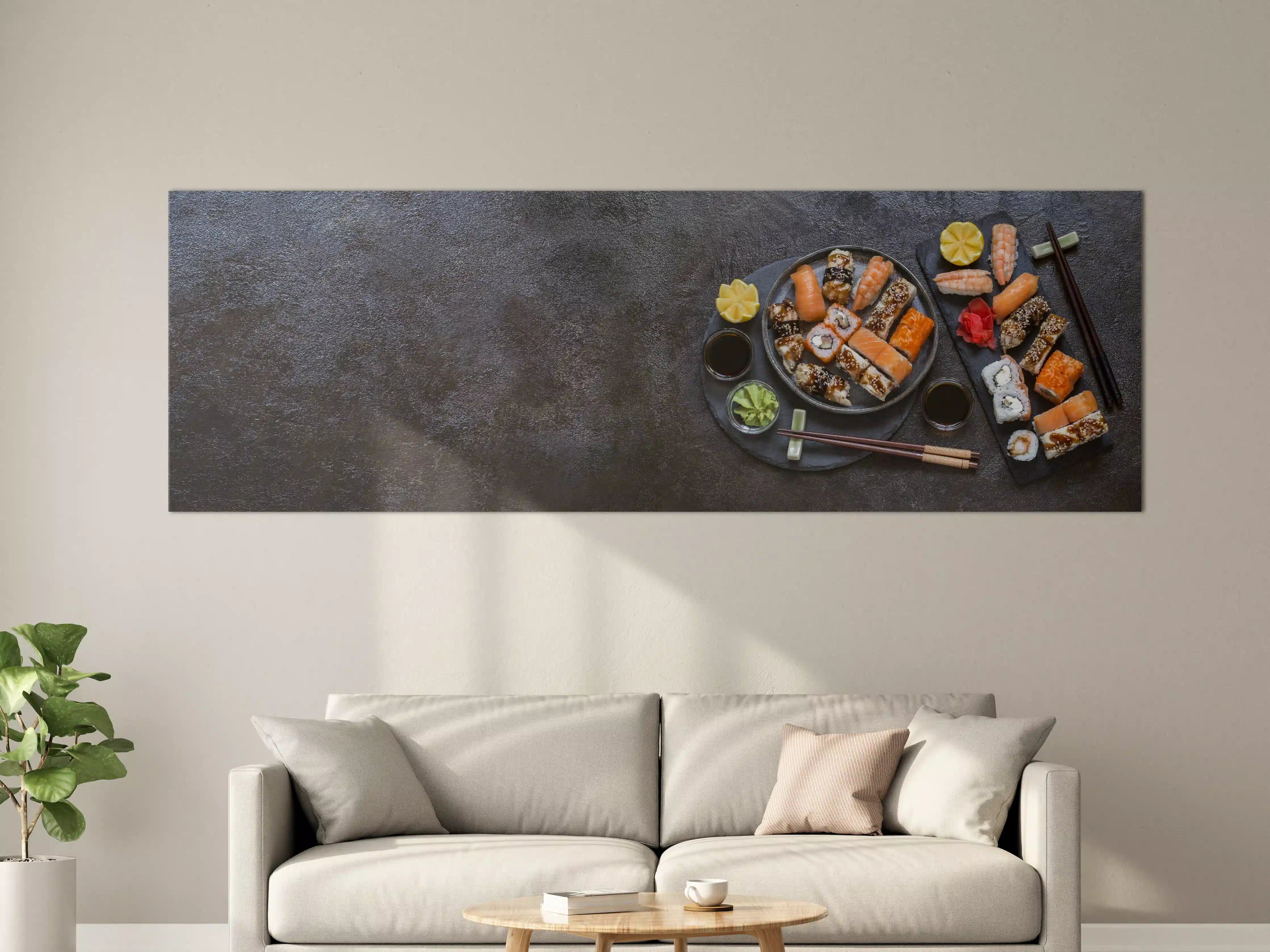 Große Wandbilder - Sushi-Platte Schwarz-Orange