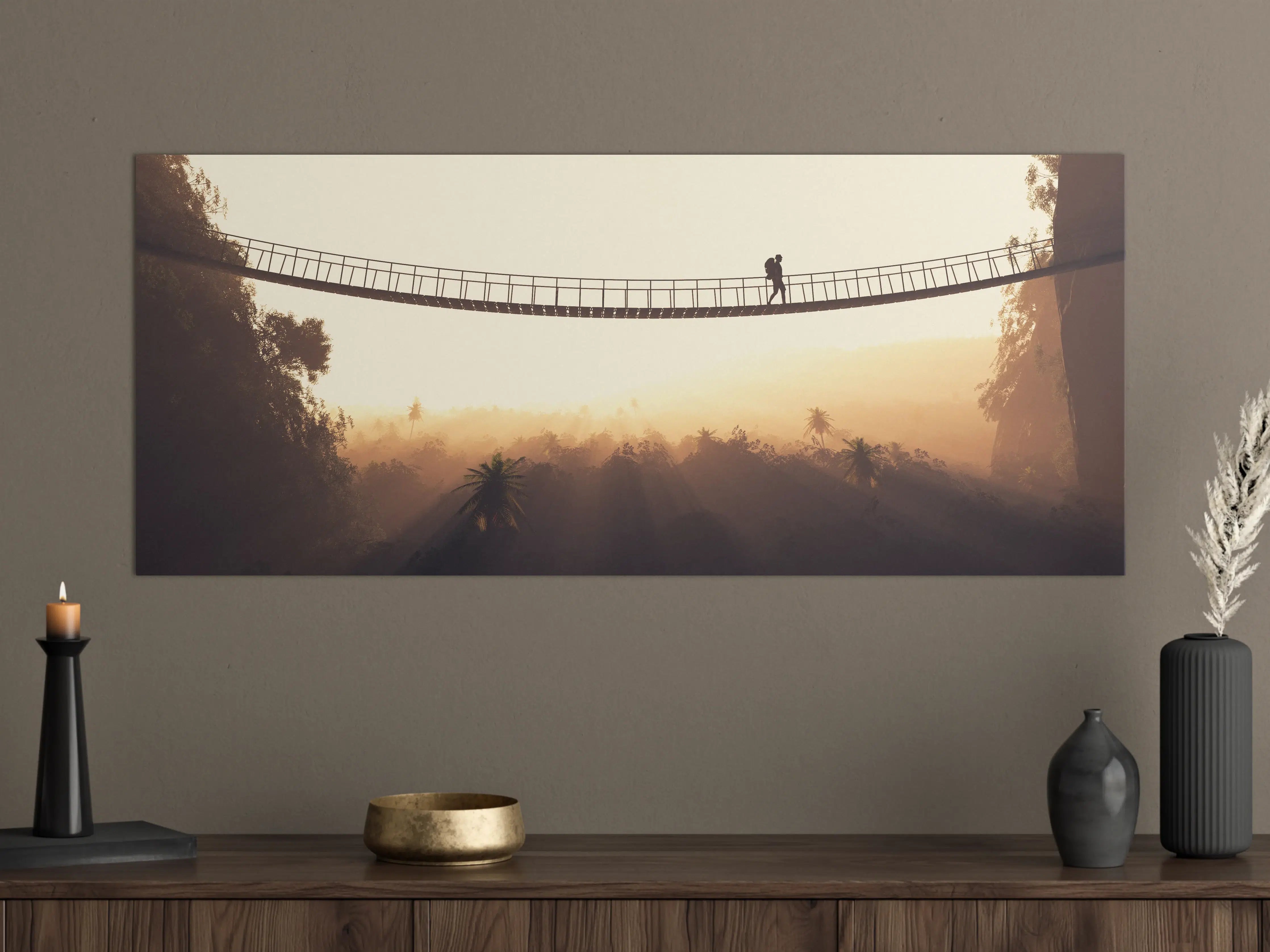 Große Wandbilder - Suspence Bridge at Sunset