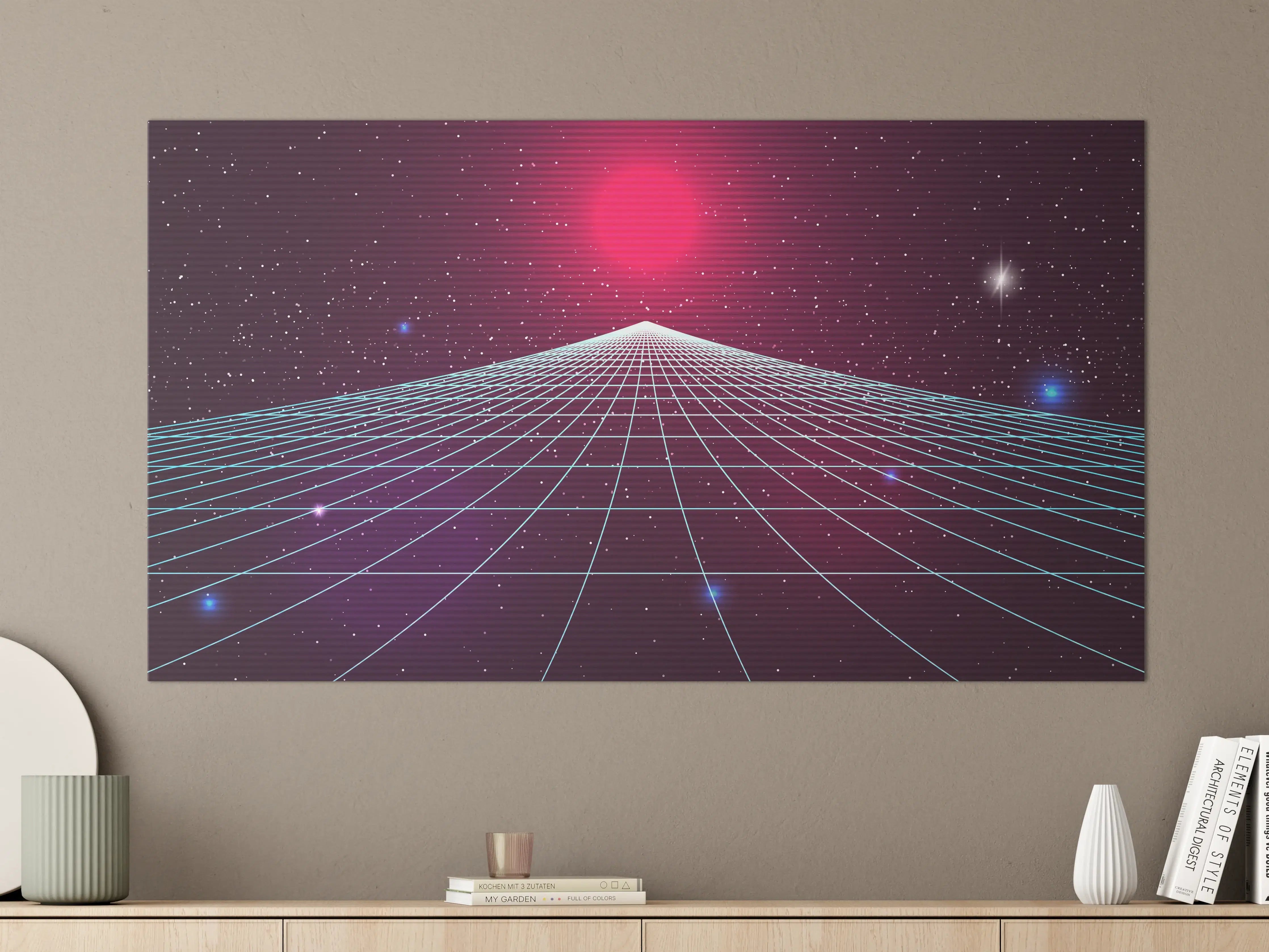Große Wandbilder - Synthwave Sonnenuntergang Retro