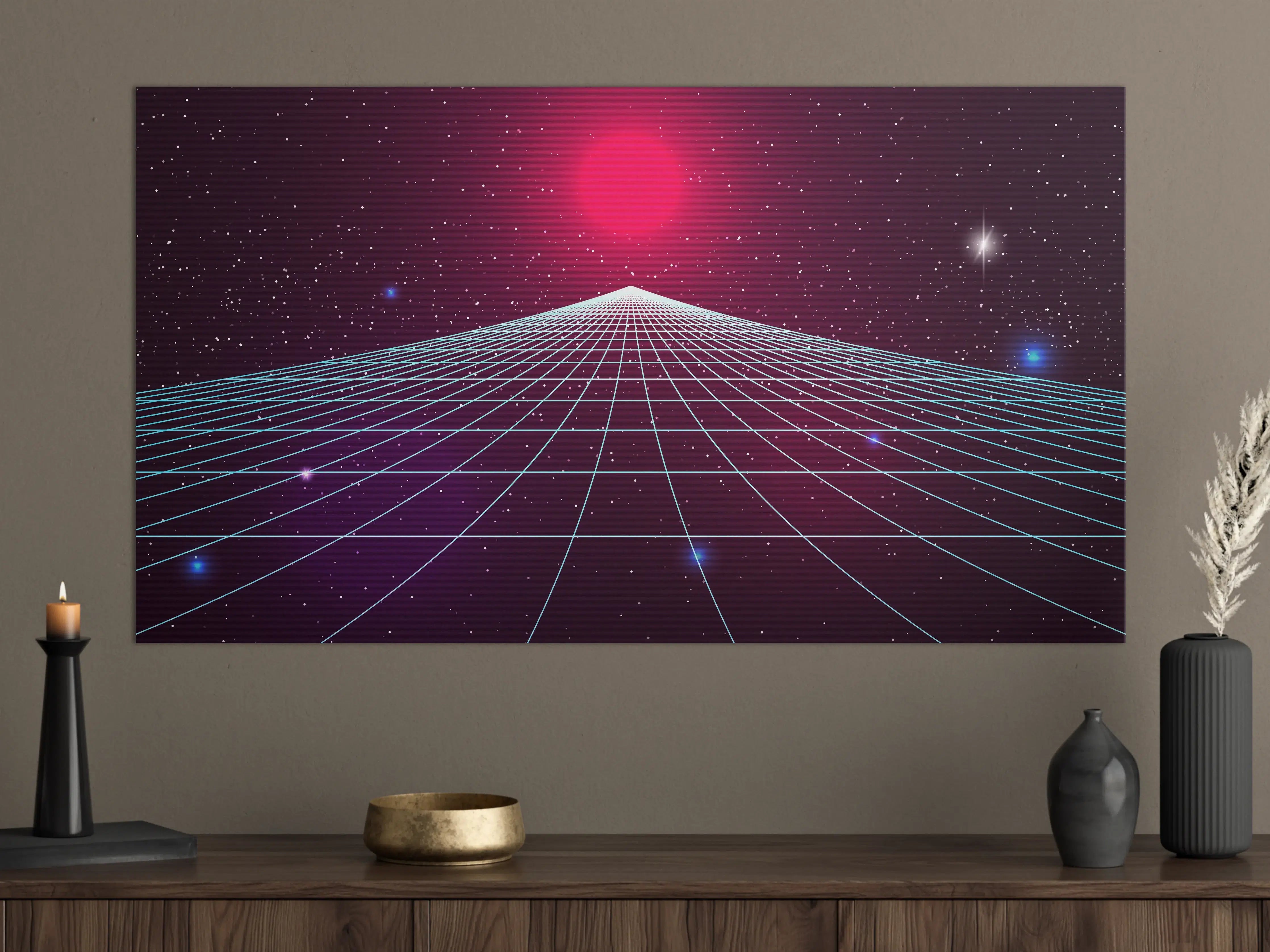 Große Wandbilder - Synthwave Sonnenuntergang Retro
