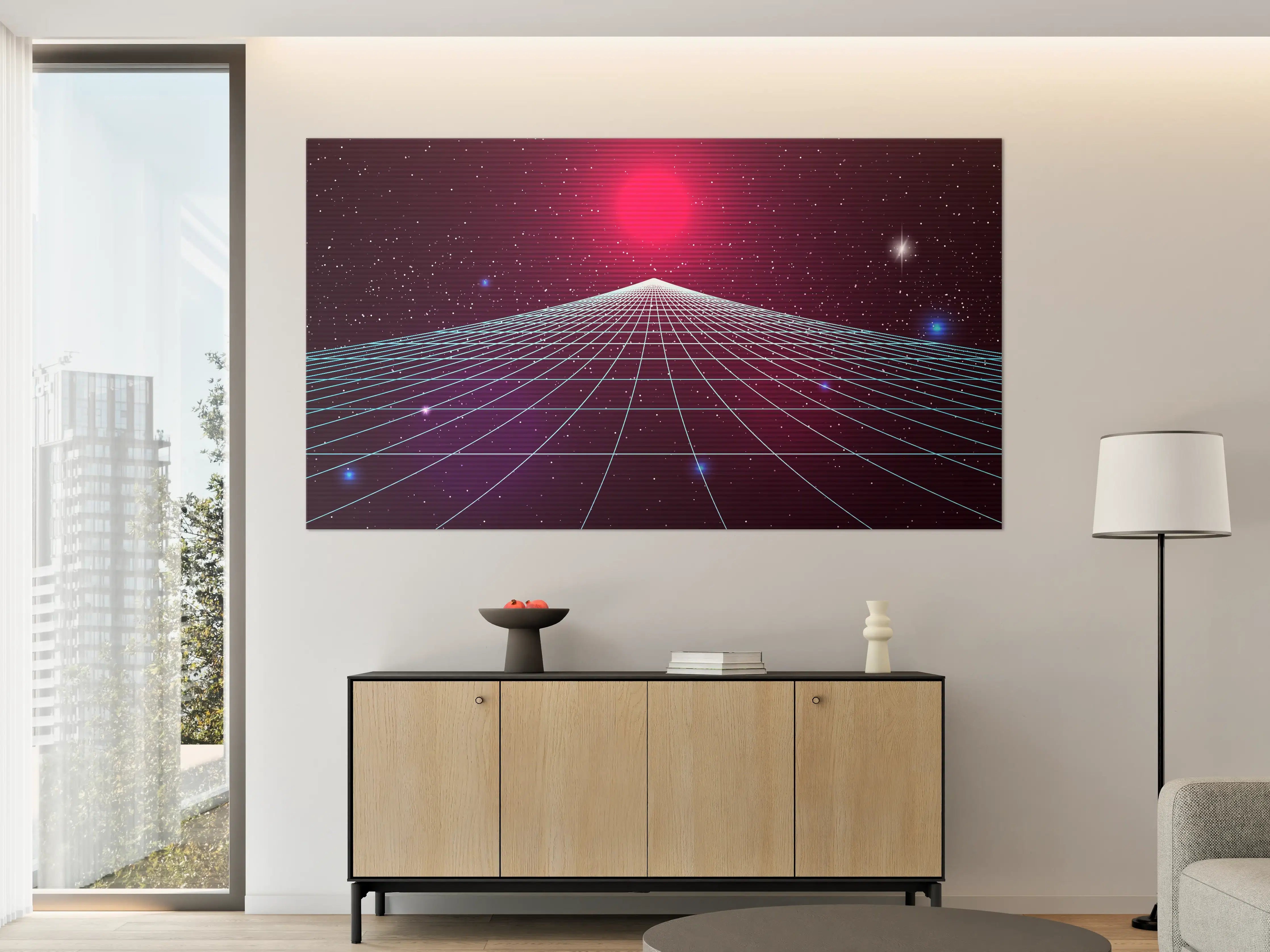 Große Wandbilder - Synthwave Sonnenuntergang Retro