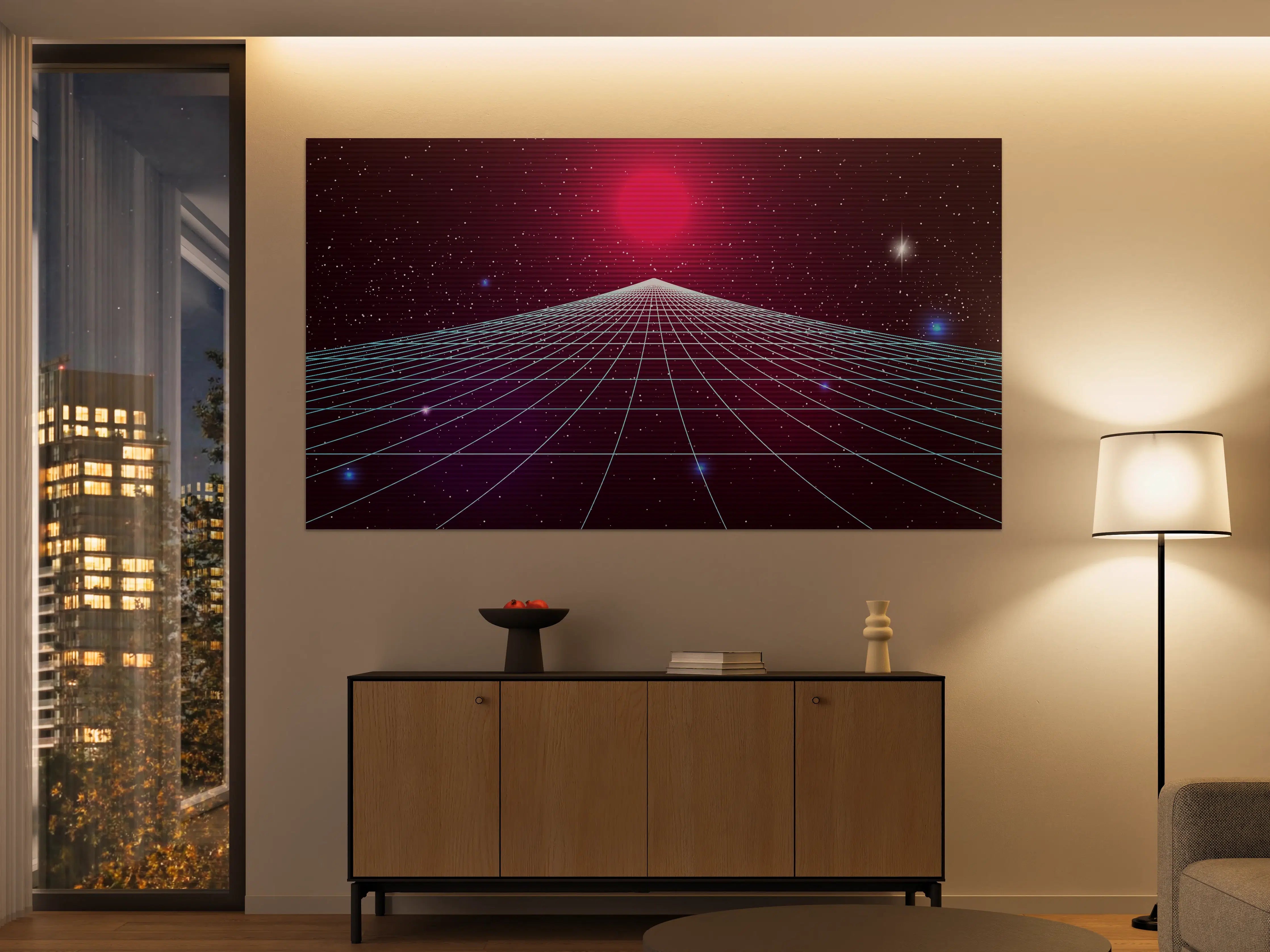 Große Wandbilder - Synthwave Sonnenuntergang Retro