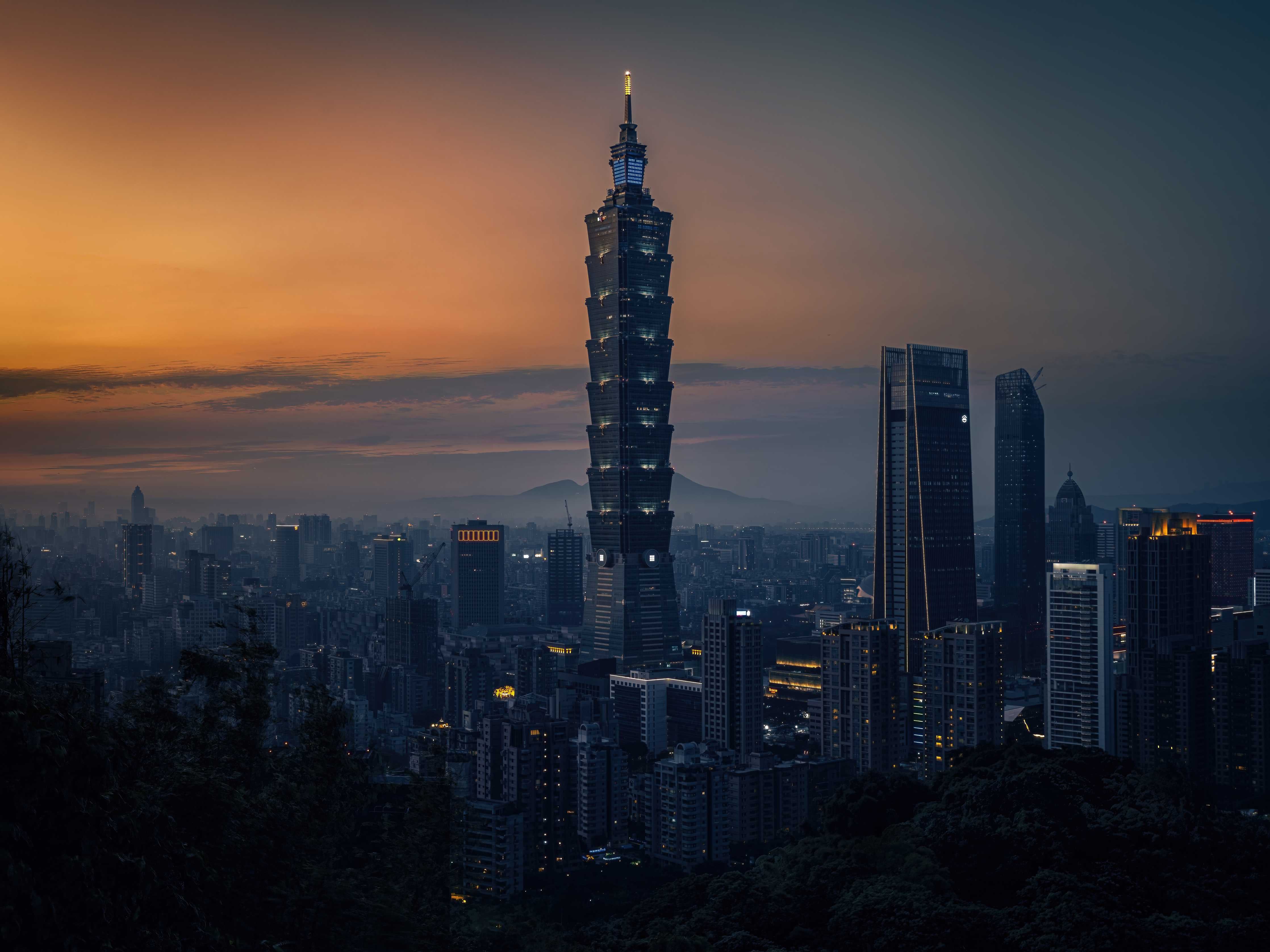 Große Wandbilder-Taipei 101 bei Sonnenuntergang
