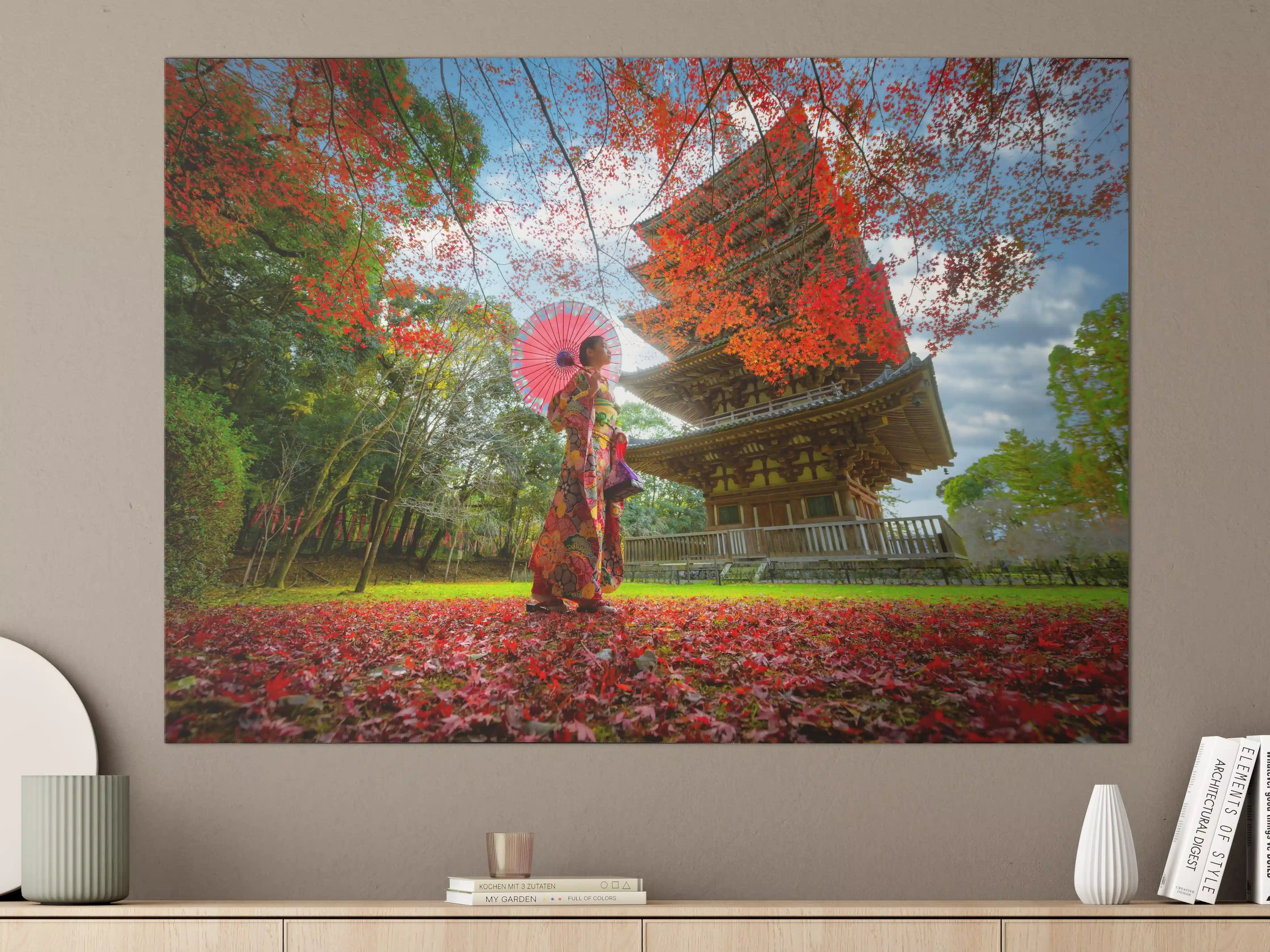 Große Wandbilder - Tempel in Japan in Herbstlicher Landschaft
