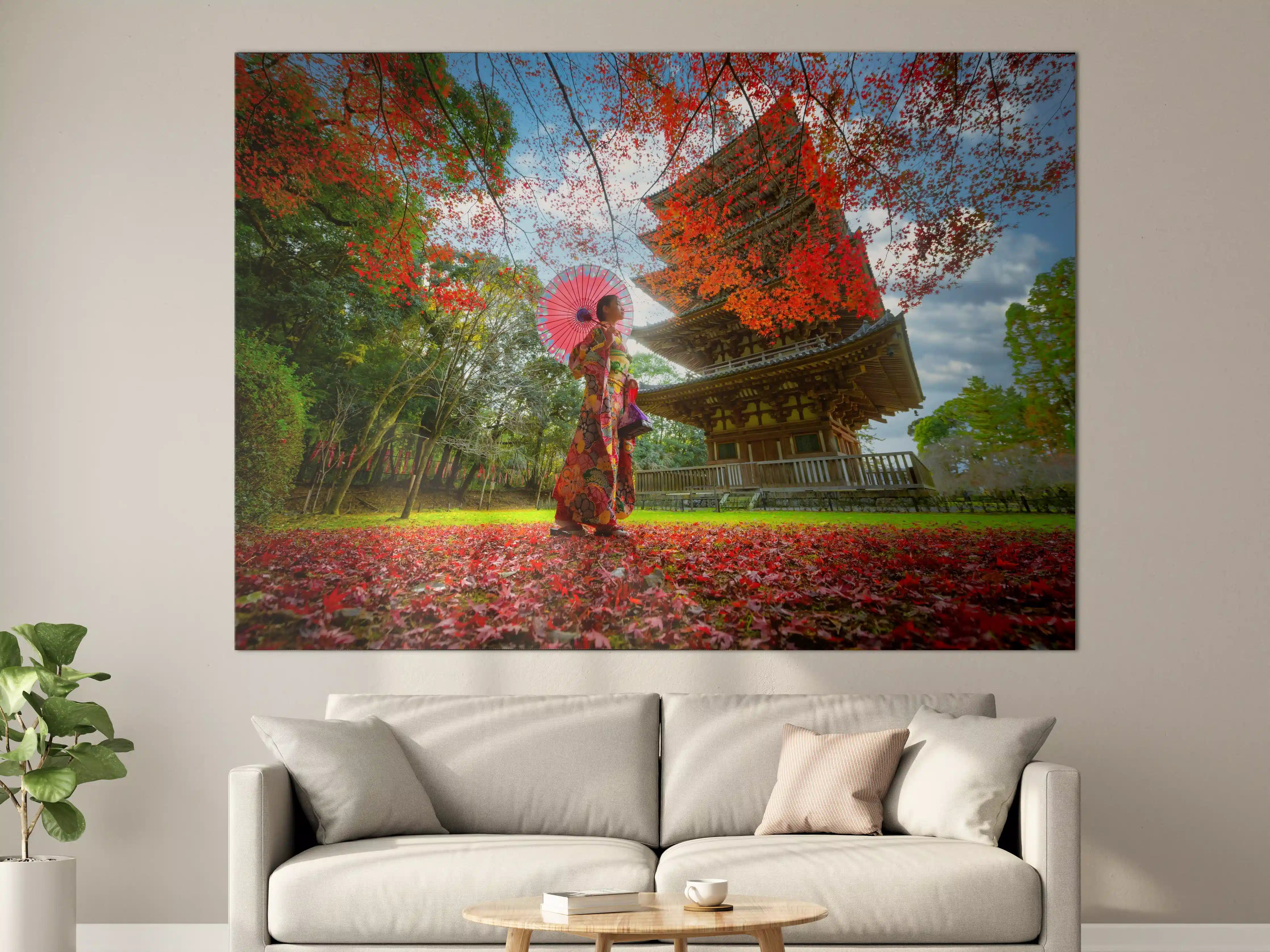Große Wandbilder - Tempel in Japan in Herbstlicher Landschaft