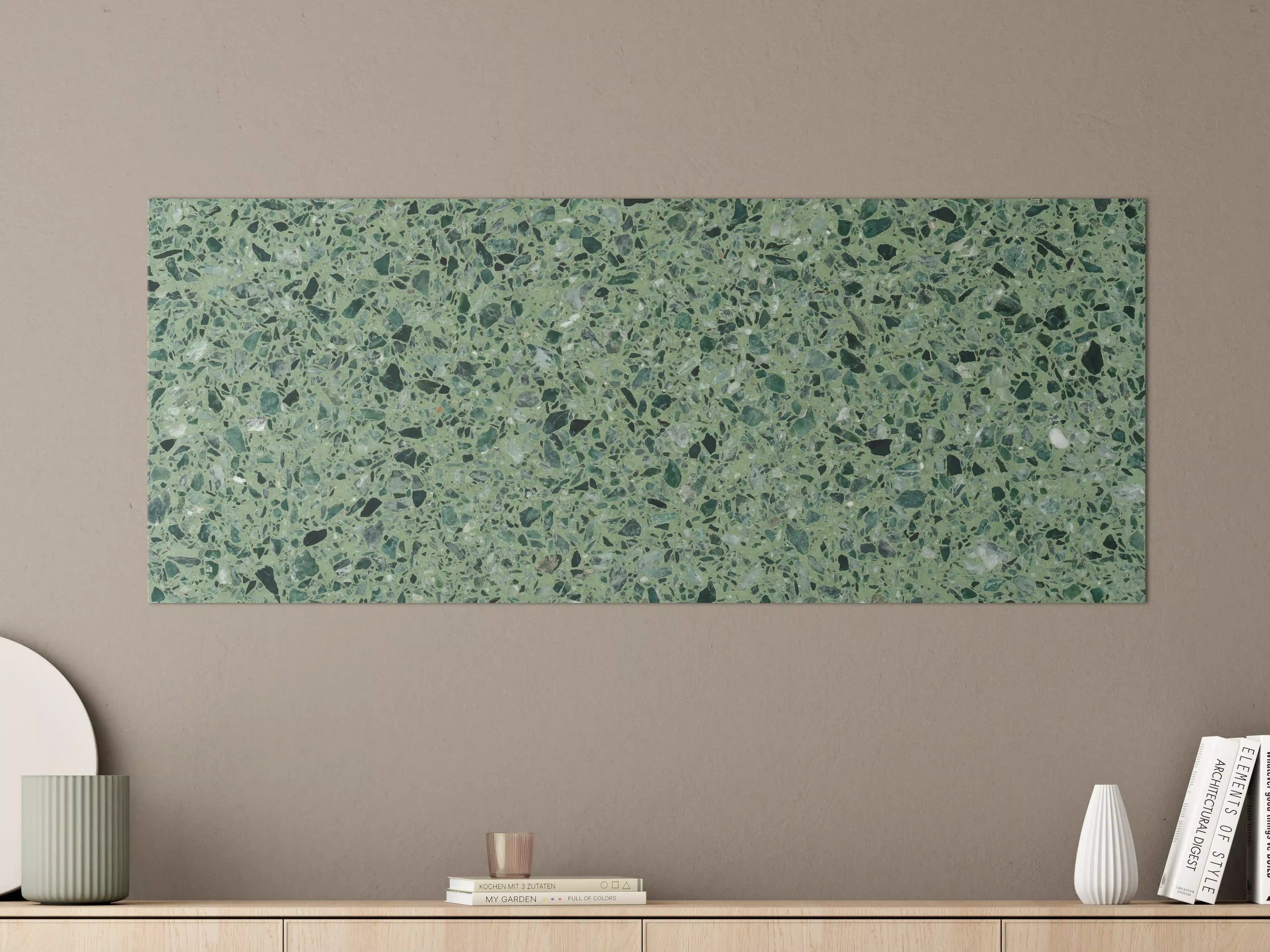 Große Wandbilder - Terrazzo Textur auf türkisem Hintergrund