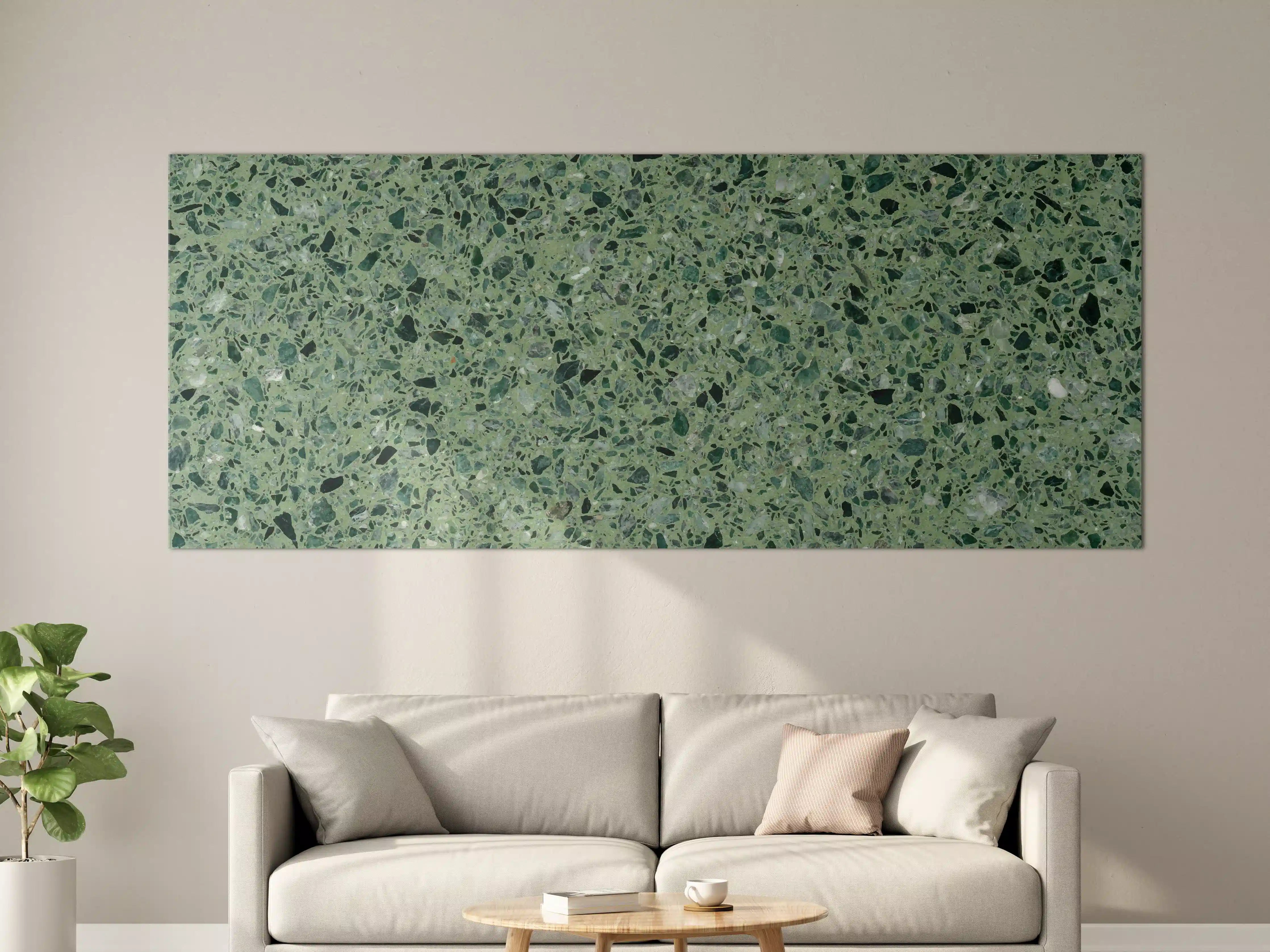 Große Wandbilder - Terrazzo Textur auf türkisem Hintergrund