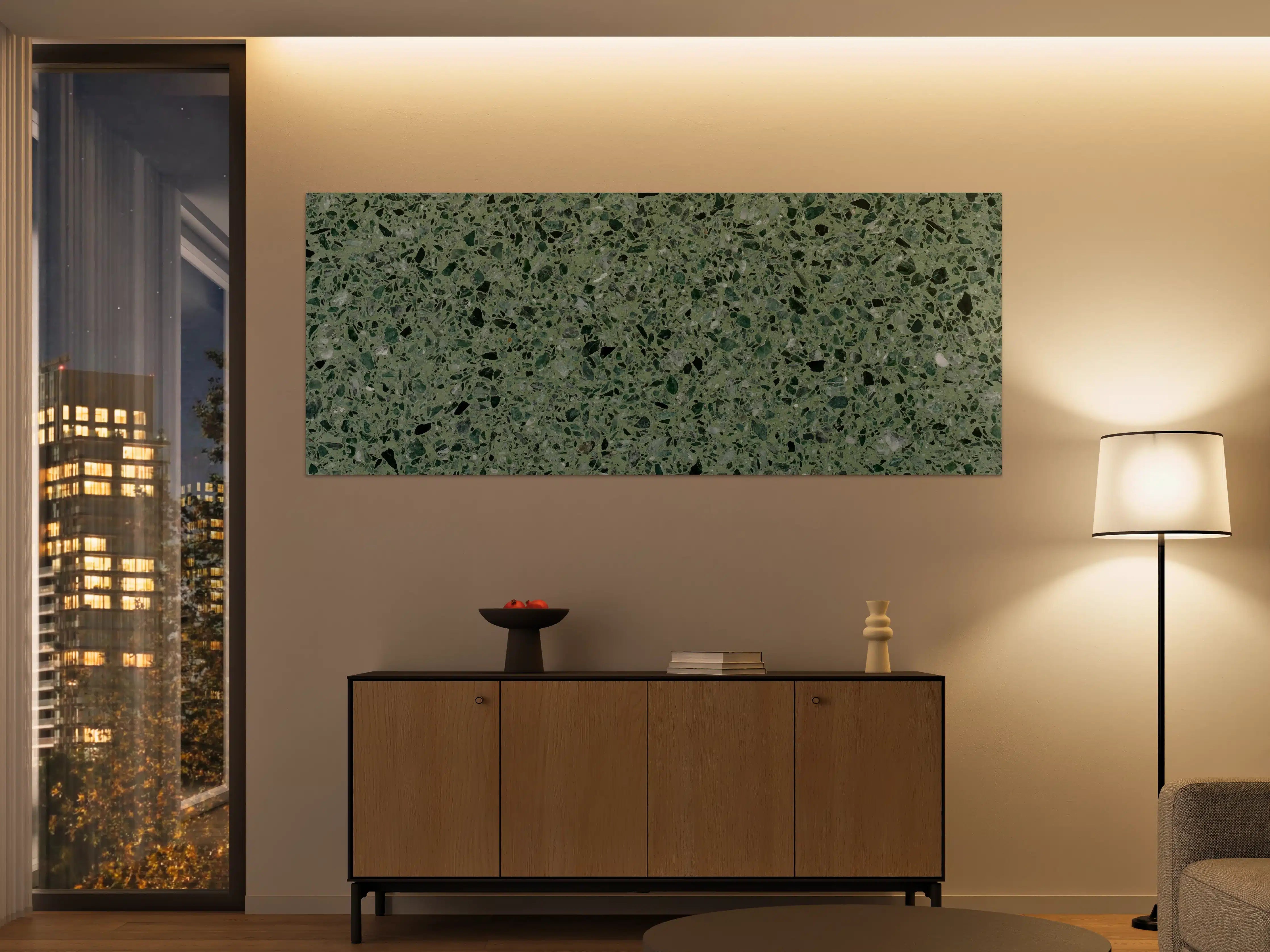 Große Wandbilder - Terrazzo Textur auf türkisem Hintergrund