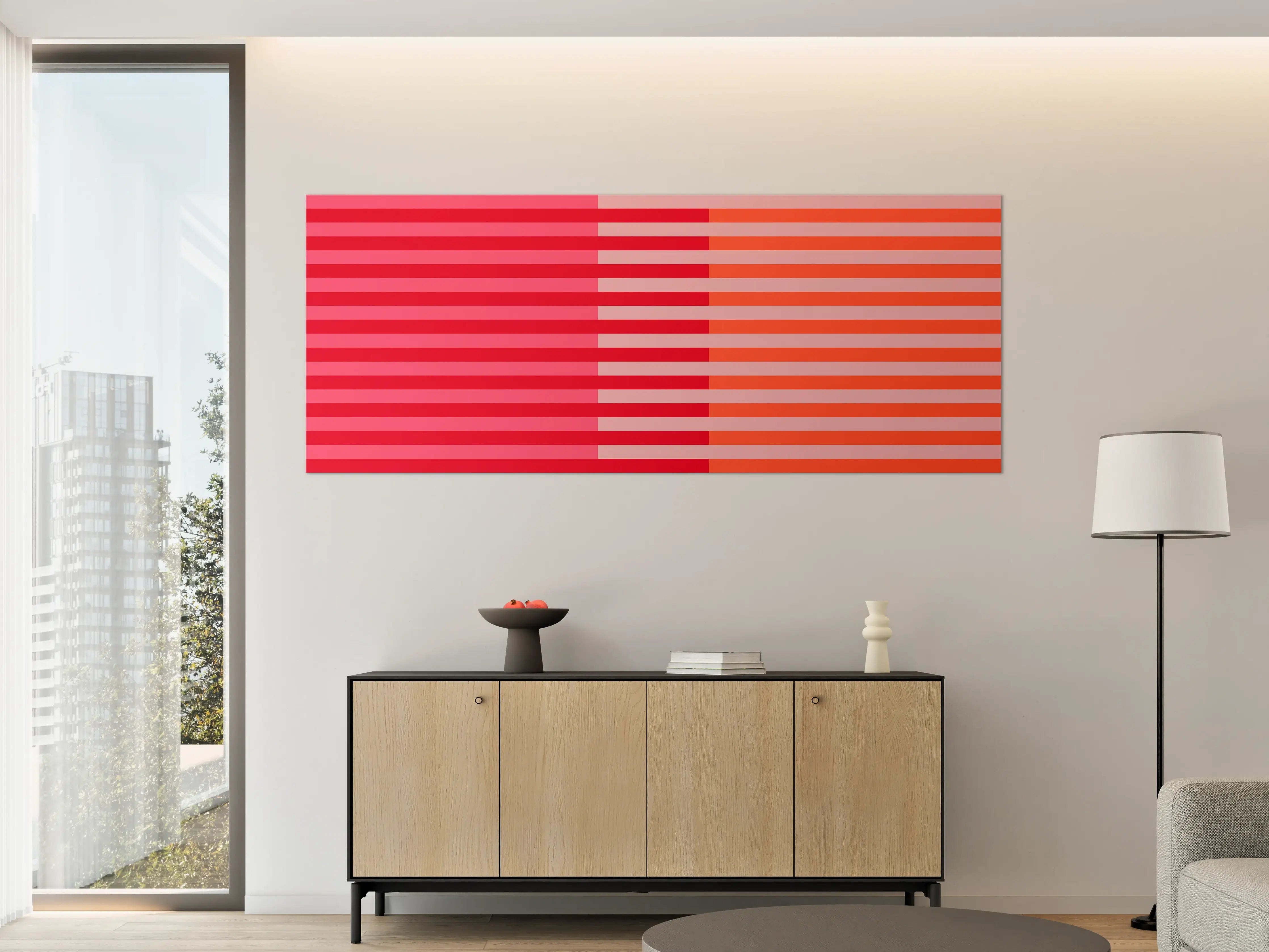 Große Wandbilder - The Reds - Multy Stripes - Strawberry