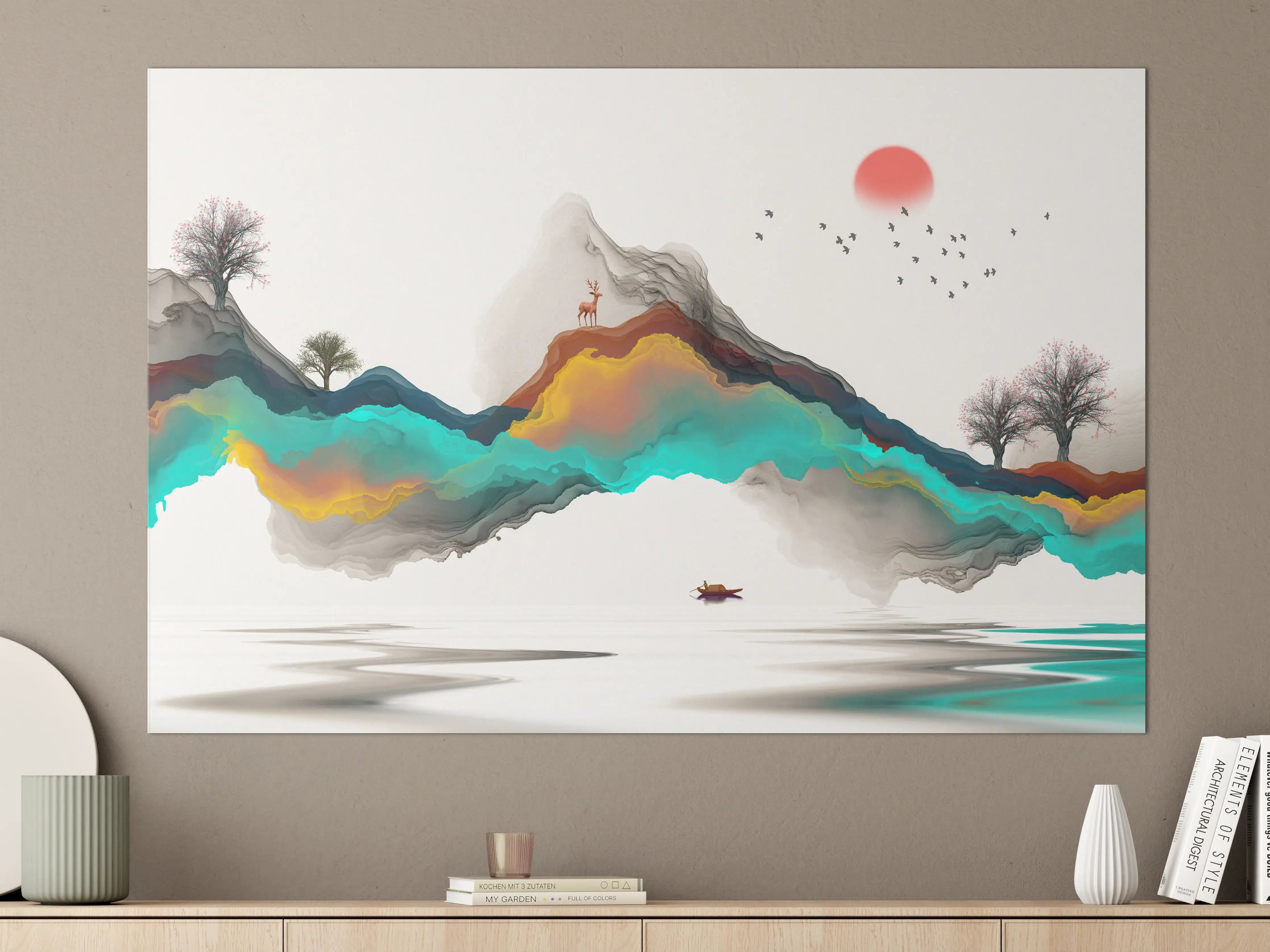 Große Wandbilder - Tinte Linie Dekoration Landschaft