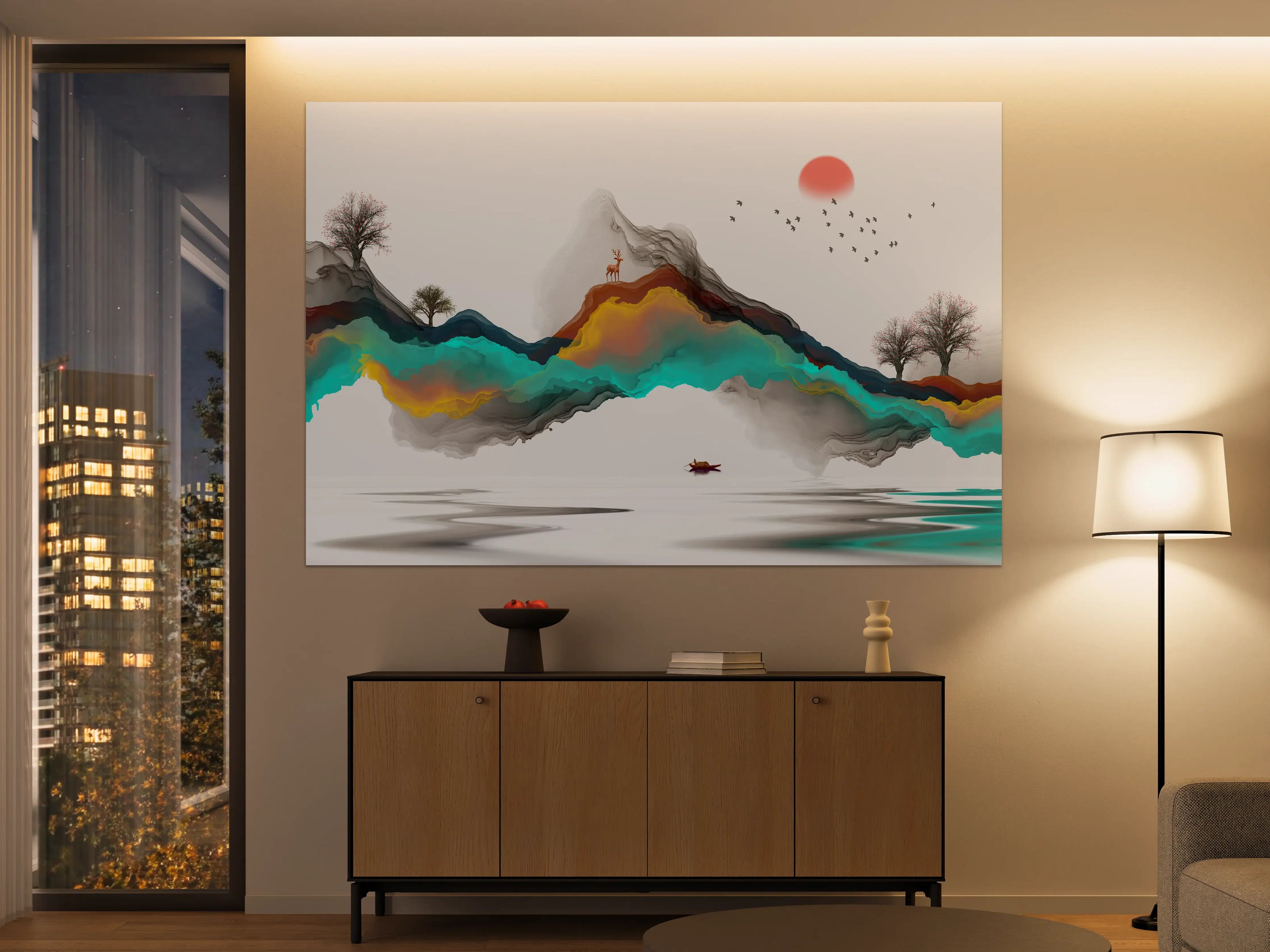 Große Wandbilder - Tinte Linie Dekoration Landschaft
