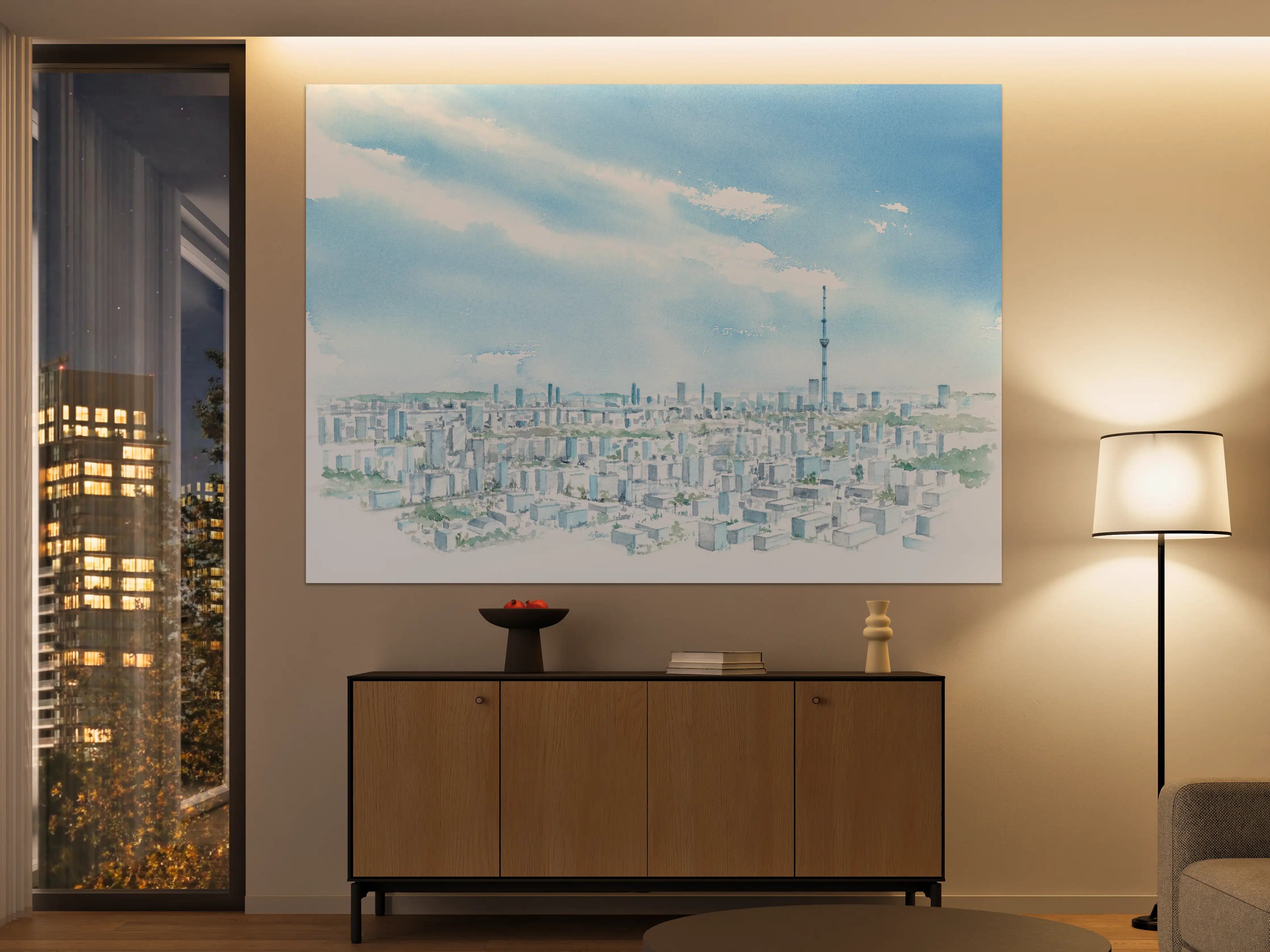 Große Wandbilder - Tokyo Sky Tree Aquarellmalerei