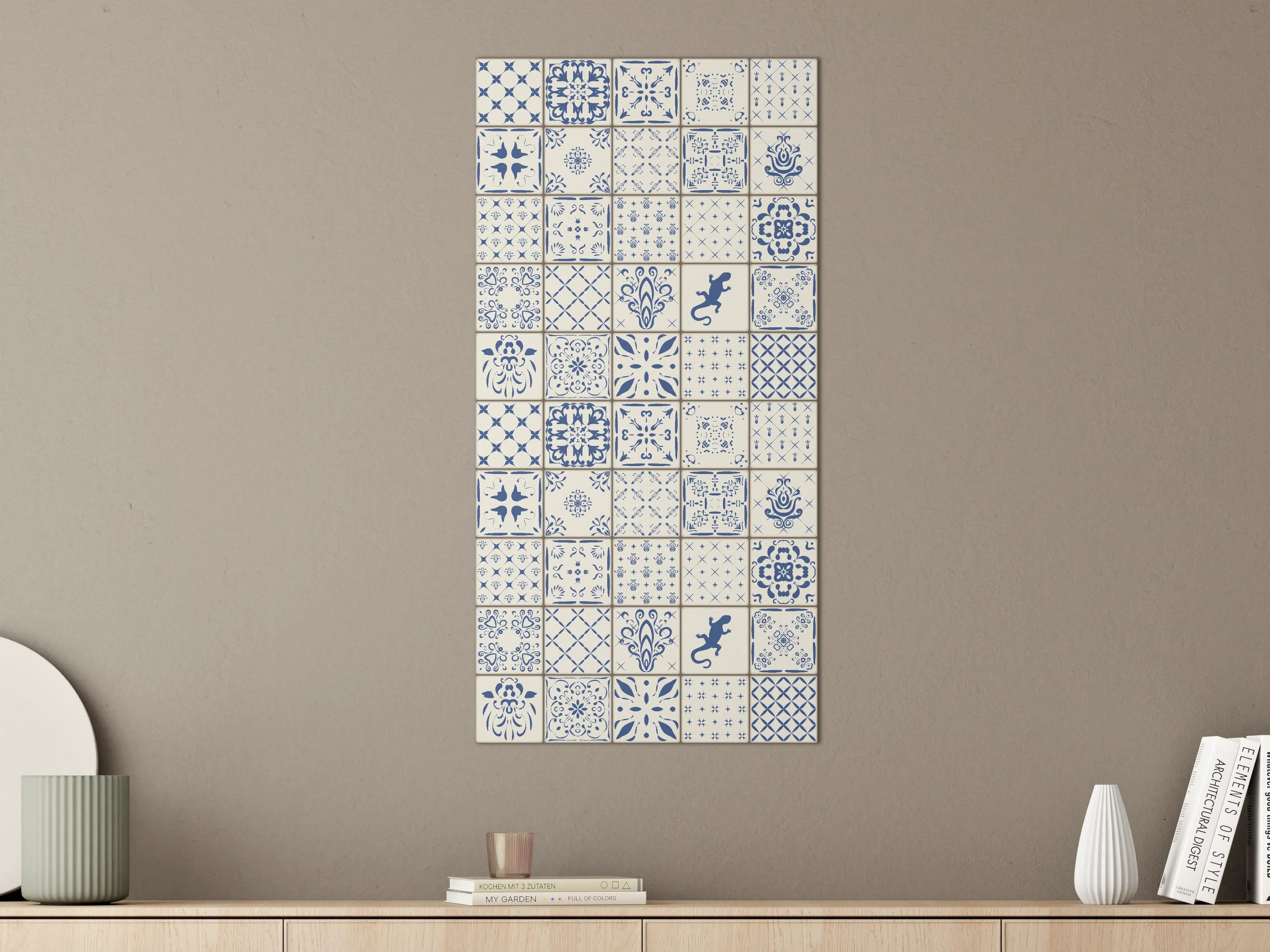 Große Wandbilder - Traditionelle Blau-Weiß Fliesenmuster