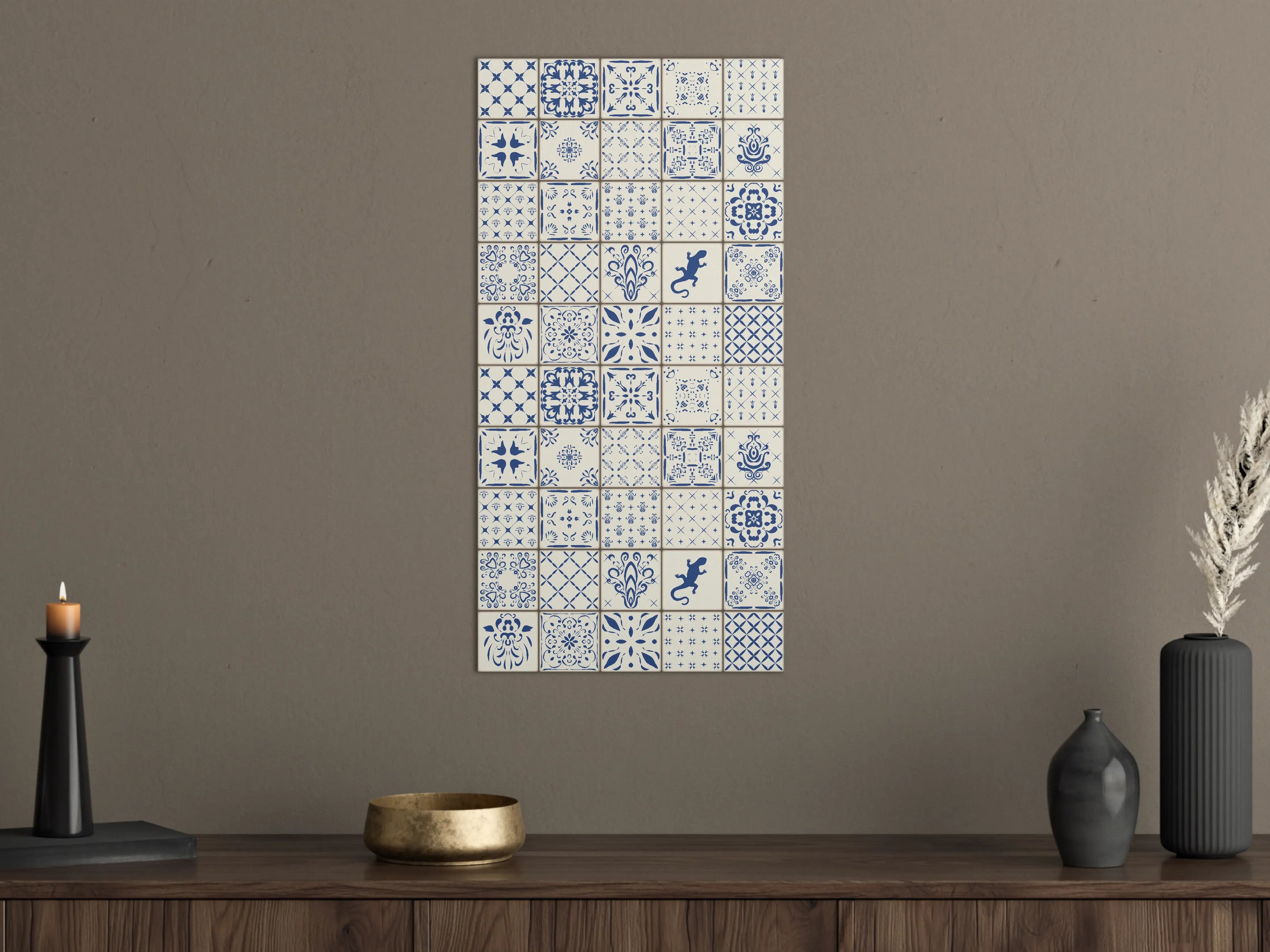 Große Wandbilder - Traditionelle Blau-Weiß Fliesenmuster